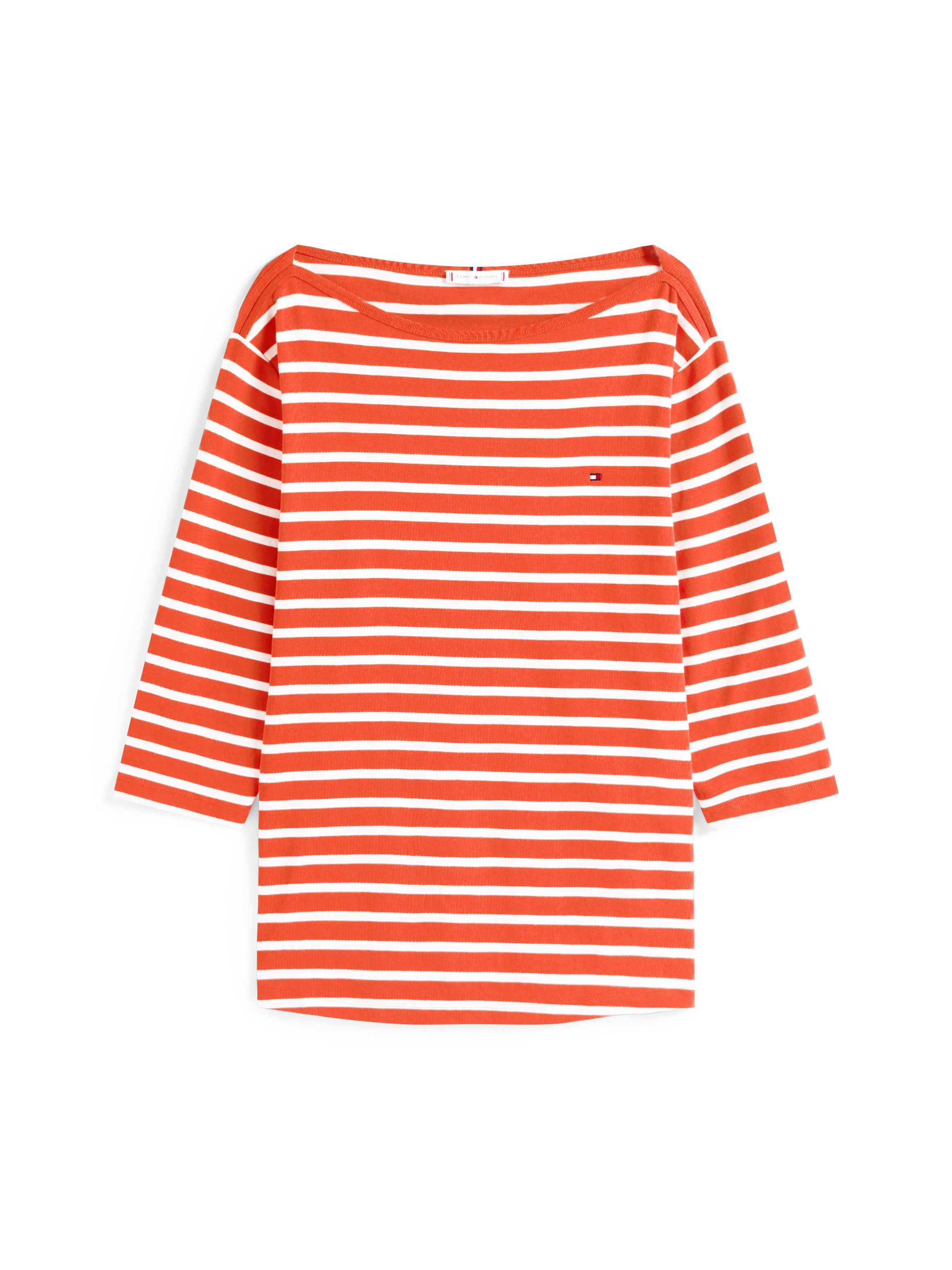 Tommy Hilfiger Curve T-shirt CRV SLIM CODY BOAT-NK 3/4SLV in grote maten, 3/4 mouwen, logoborduring