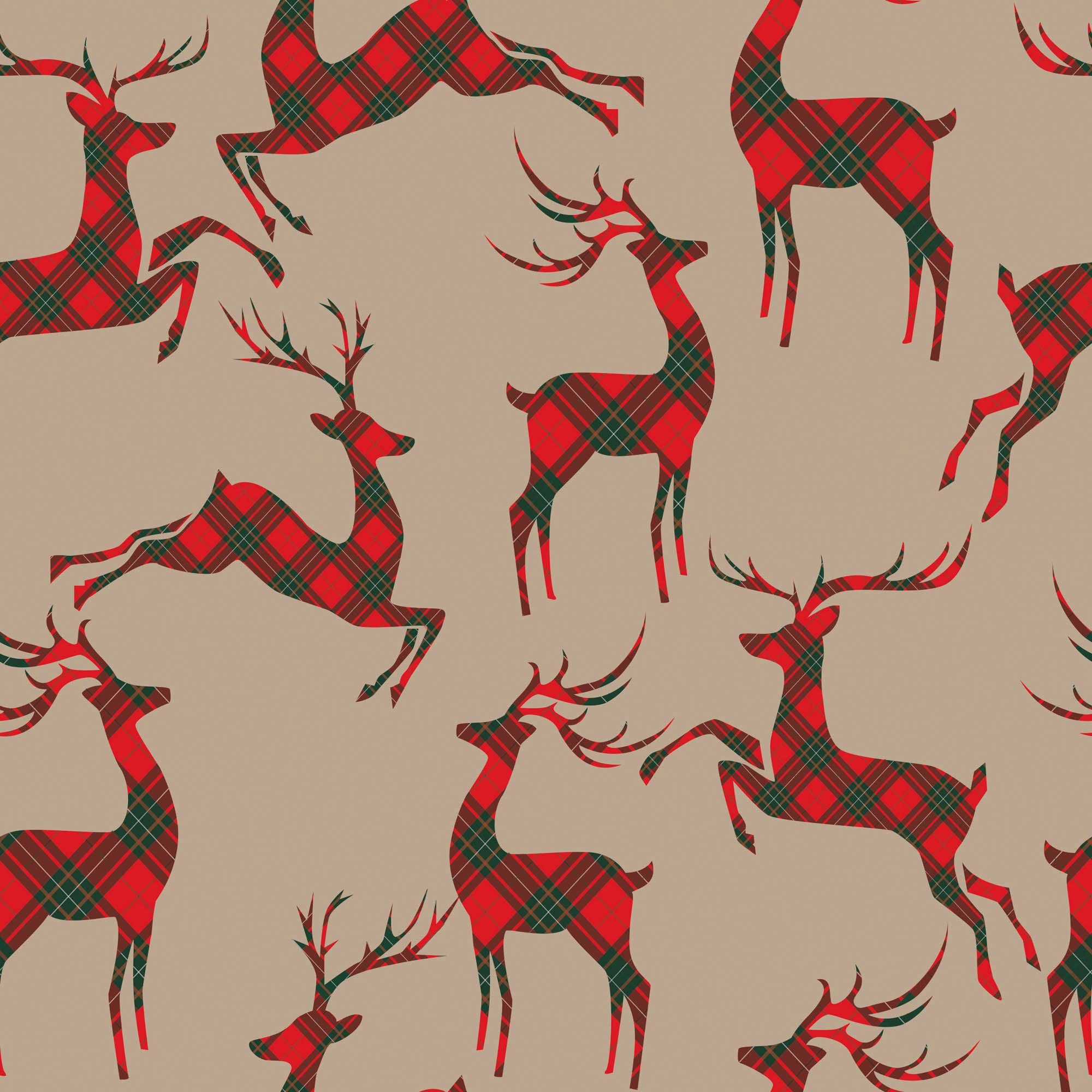 queence Sierkussen Jameel Kussenhoes, kerst, rendieren, geruit, feestelijk, winterachtig (1 stuk)