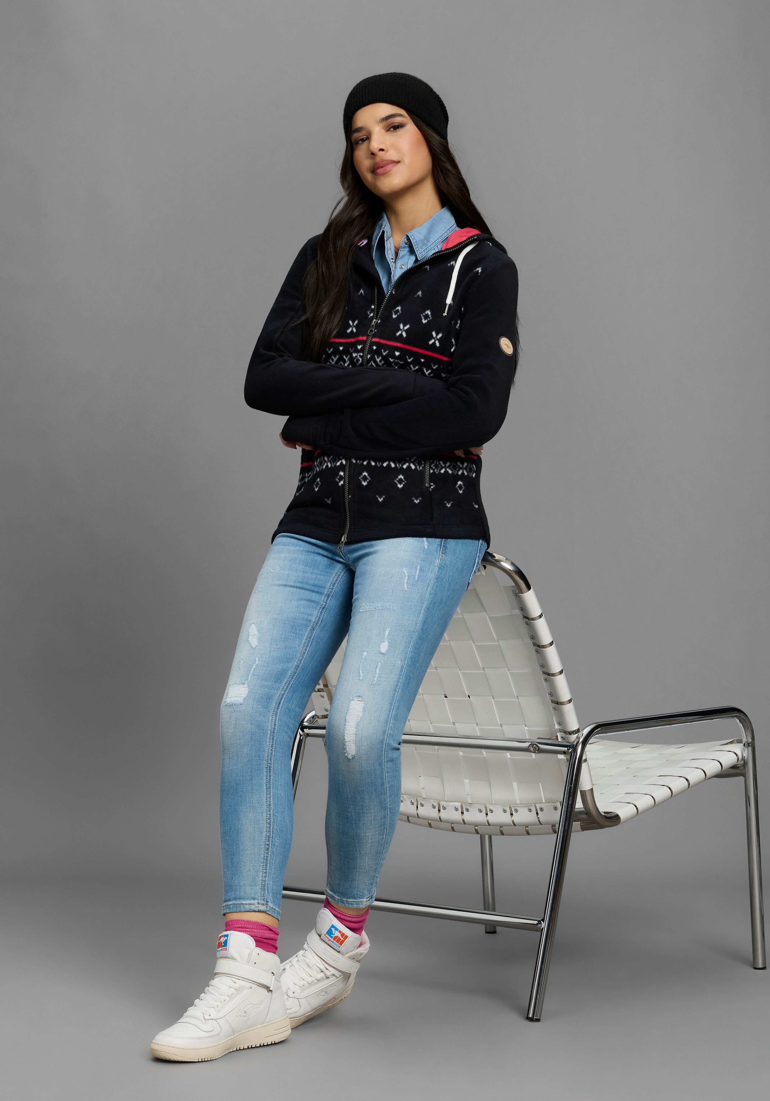 KangaROOS Fleecejack met noors motief