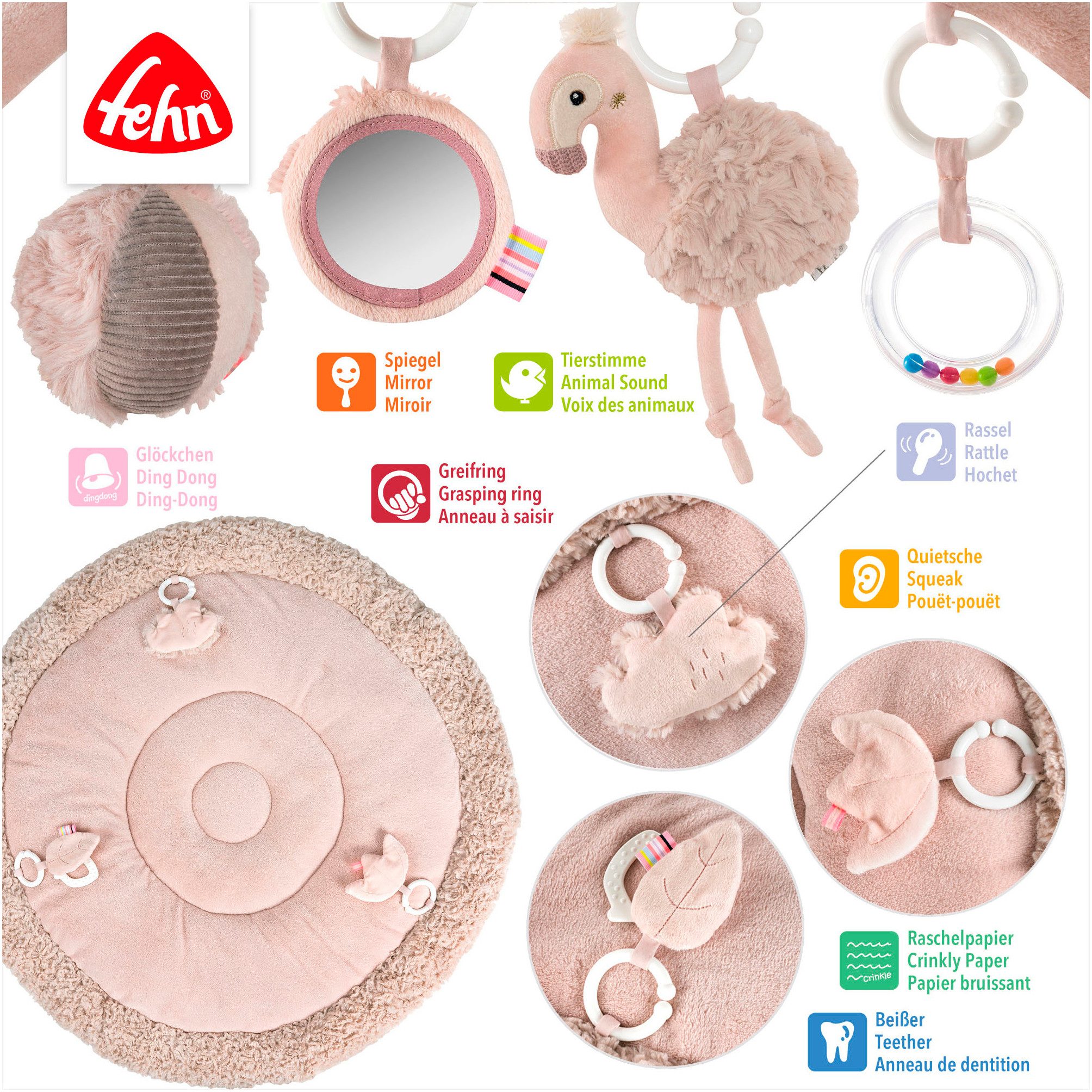 Fehn Speelboog Lazy, Crazy & Pink, Flamingo, 3-D-Activity-Dek