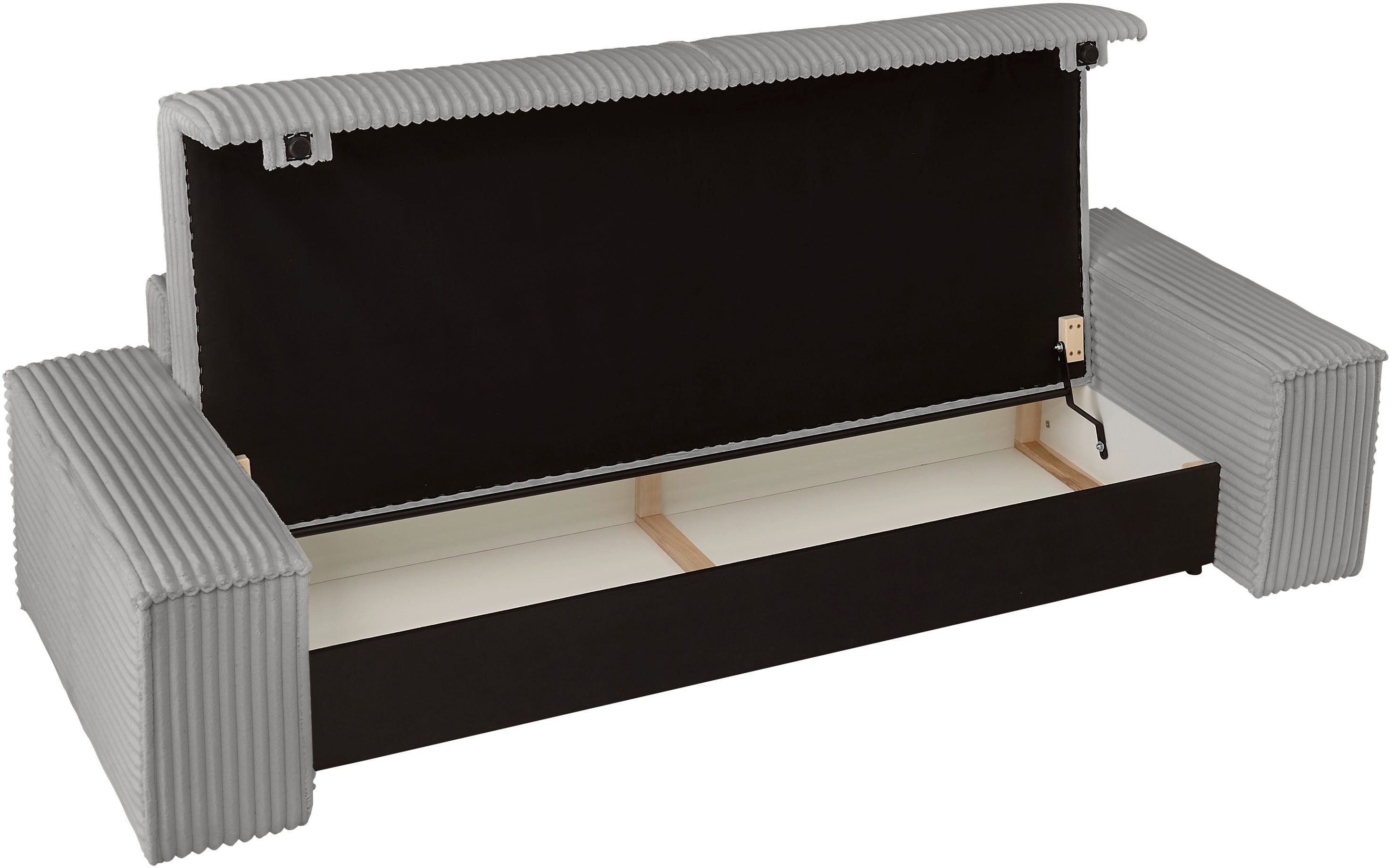 andas 3-zitsbank FINNLEY slaapbank 257 cm, slaapfunctie met bedlade (200/136cm)