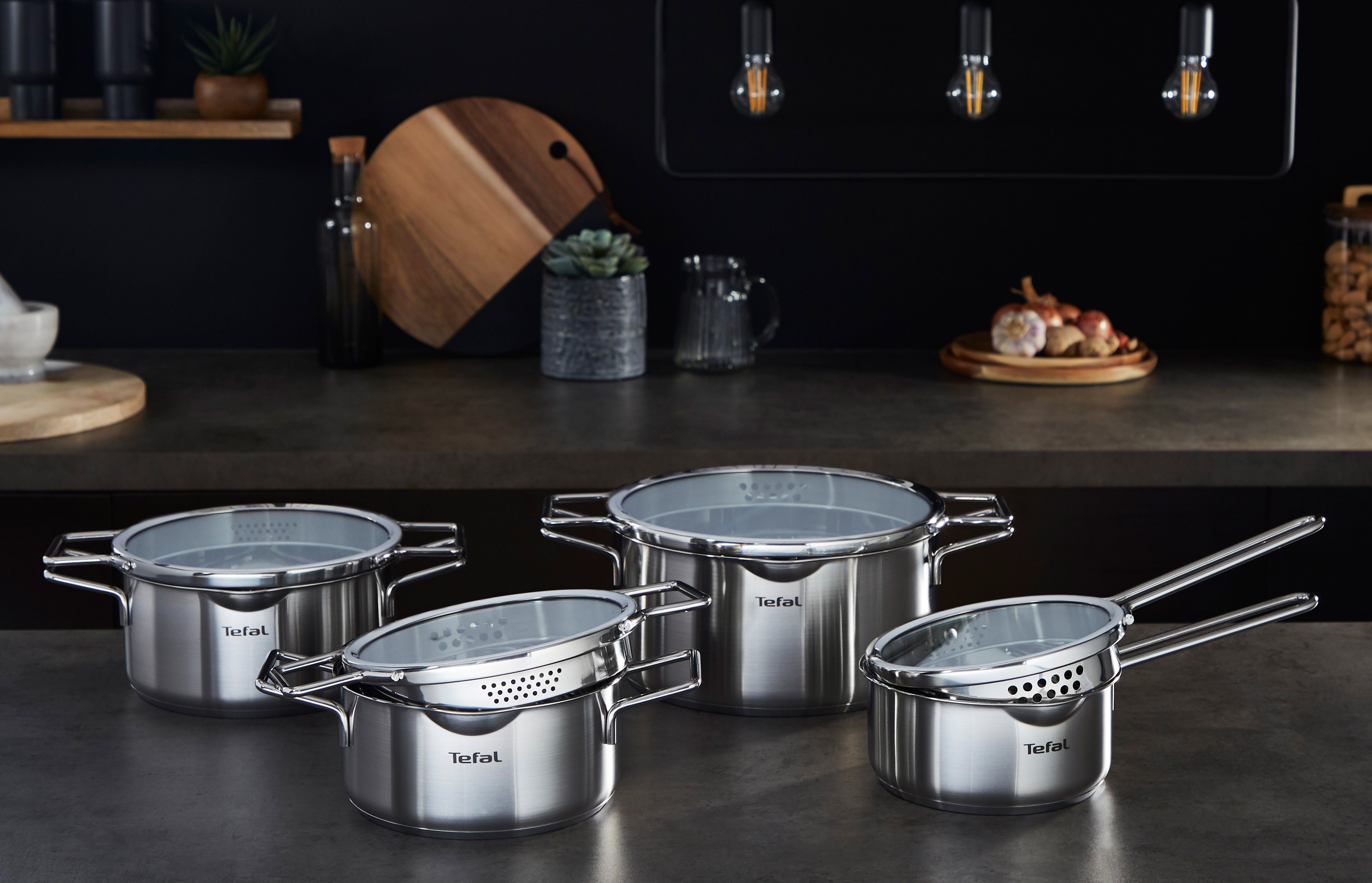 Tefal Kookpan Nordica met deksel, scandinavisch ontwerp, schenktuit, dubbele handgreep, inductie (1-delig)