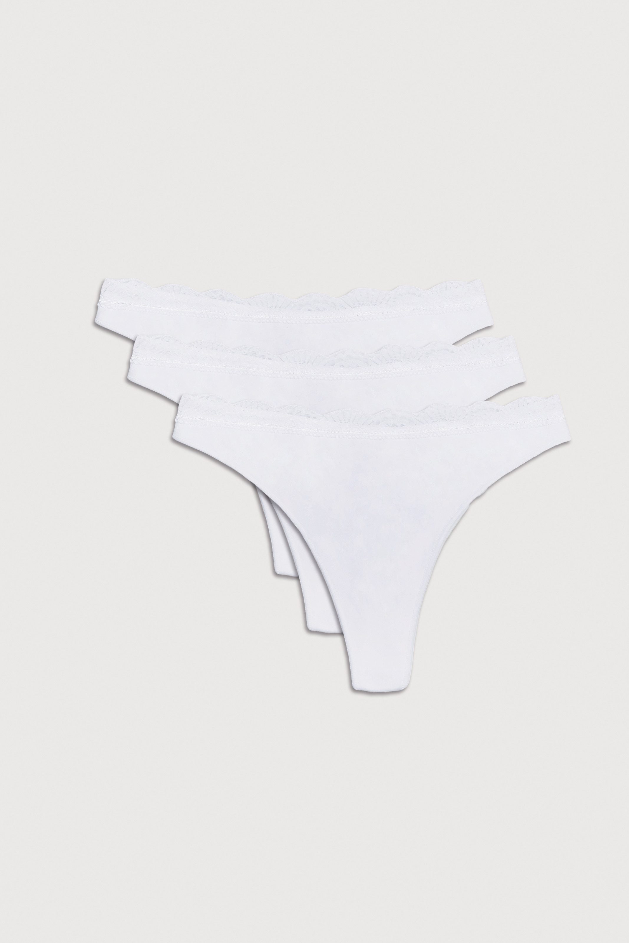 YSABEL MORA Tailleslip BASIC COLLECTION COTTON WITH LACE hoog uitgesneden en verfijnd met delicate kant (Set van 3)