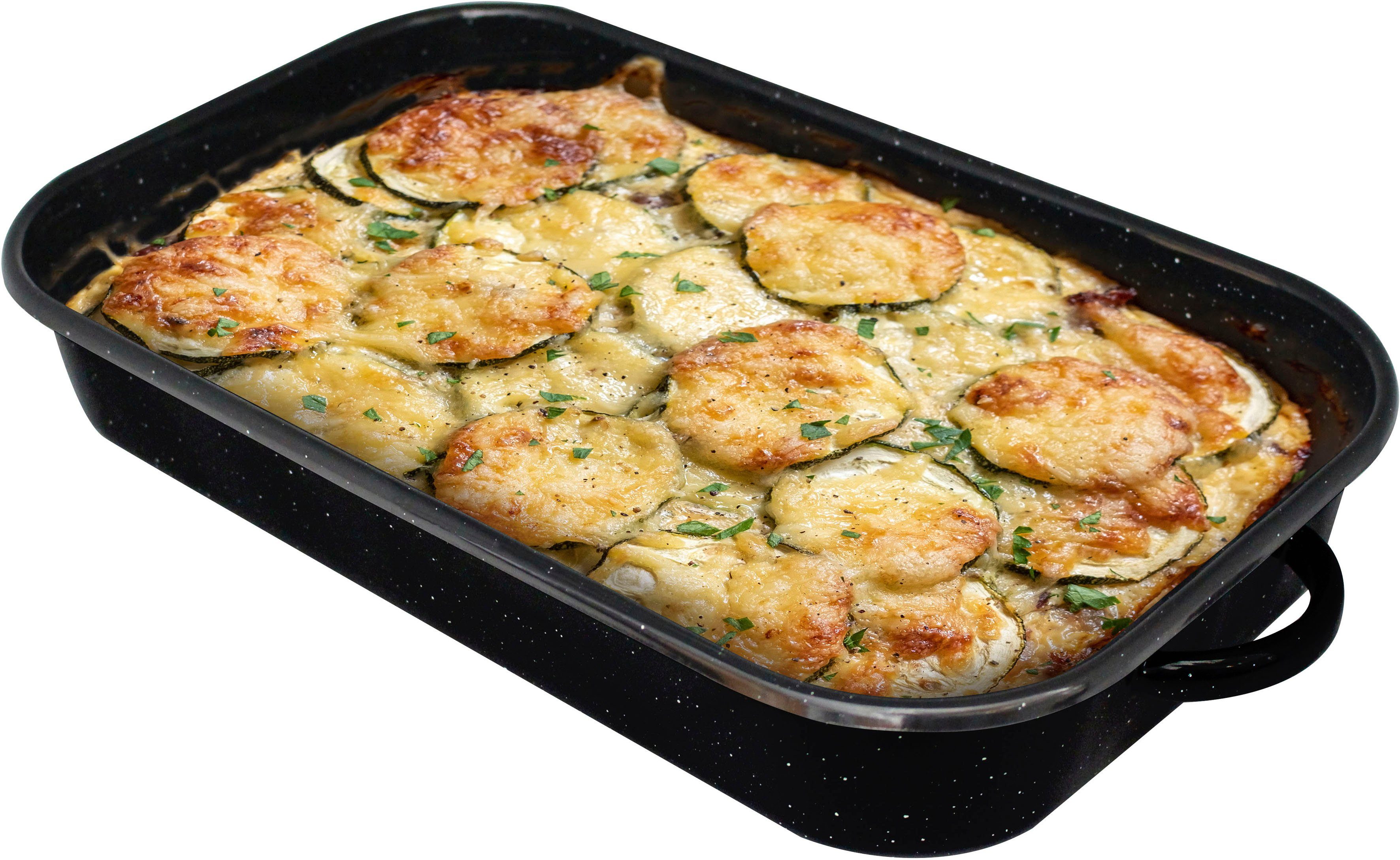 Elo Basic Koekenpan Basic Ovenschaal, geëmailleerde holle zijgrepen, 38 cm (1-delig)
