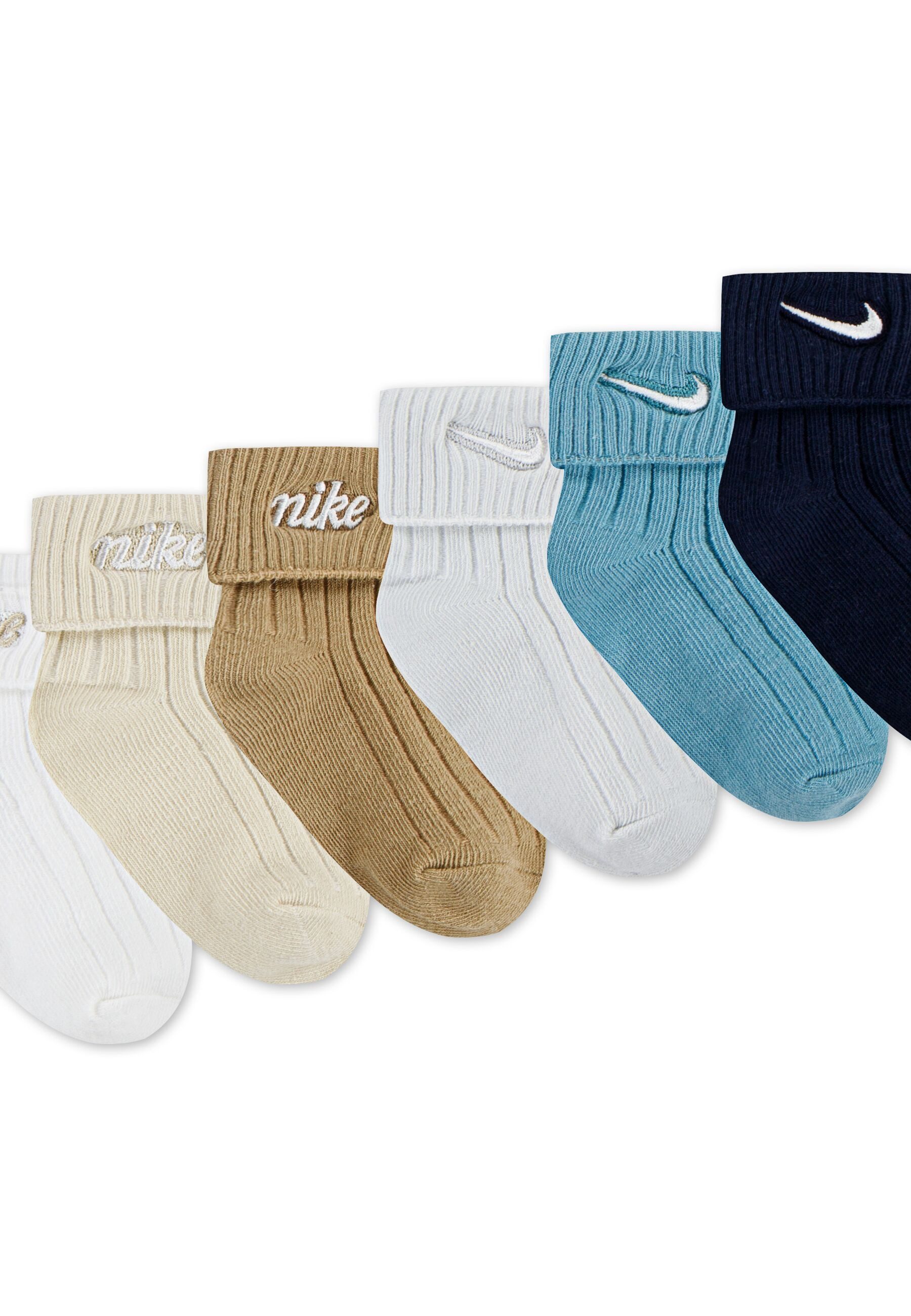 Nike Sportswear Sokken NHN 6PK RIB TURNCUFF INF SOCK für Kinder (6 paar) jongens sportsokken maat 68/80 (6/12) multicolor