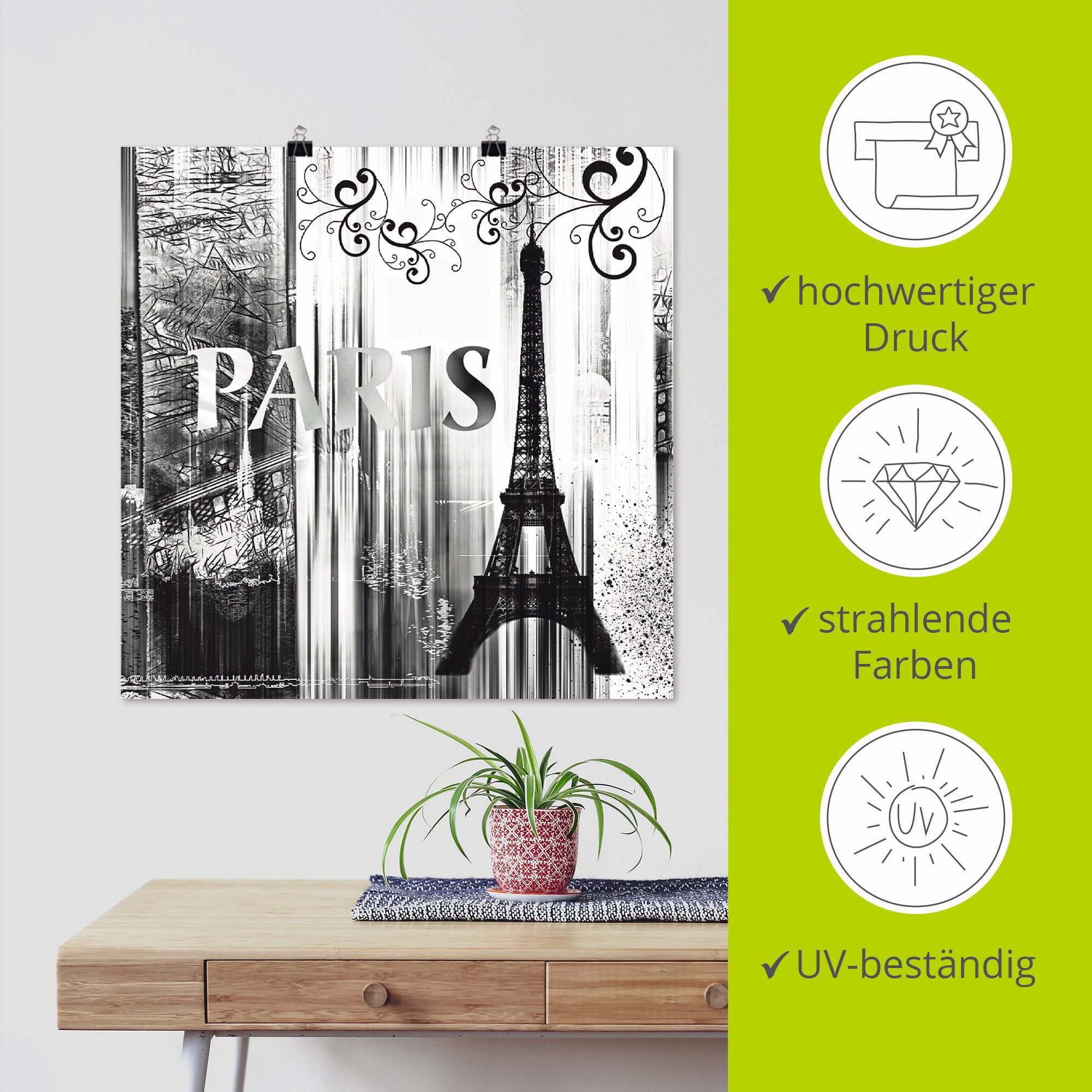 Artland Poster Parijs Wereldstad - abstracte collage 04 als artprint op linnen, muursticker of poster in verschillende maten