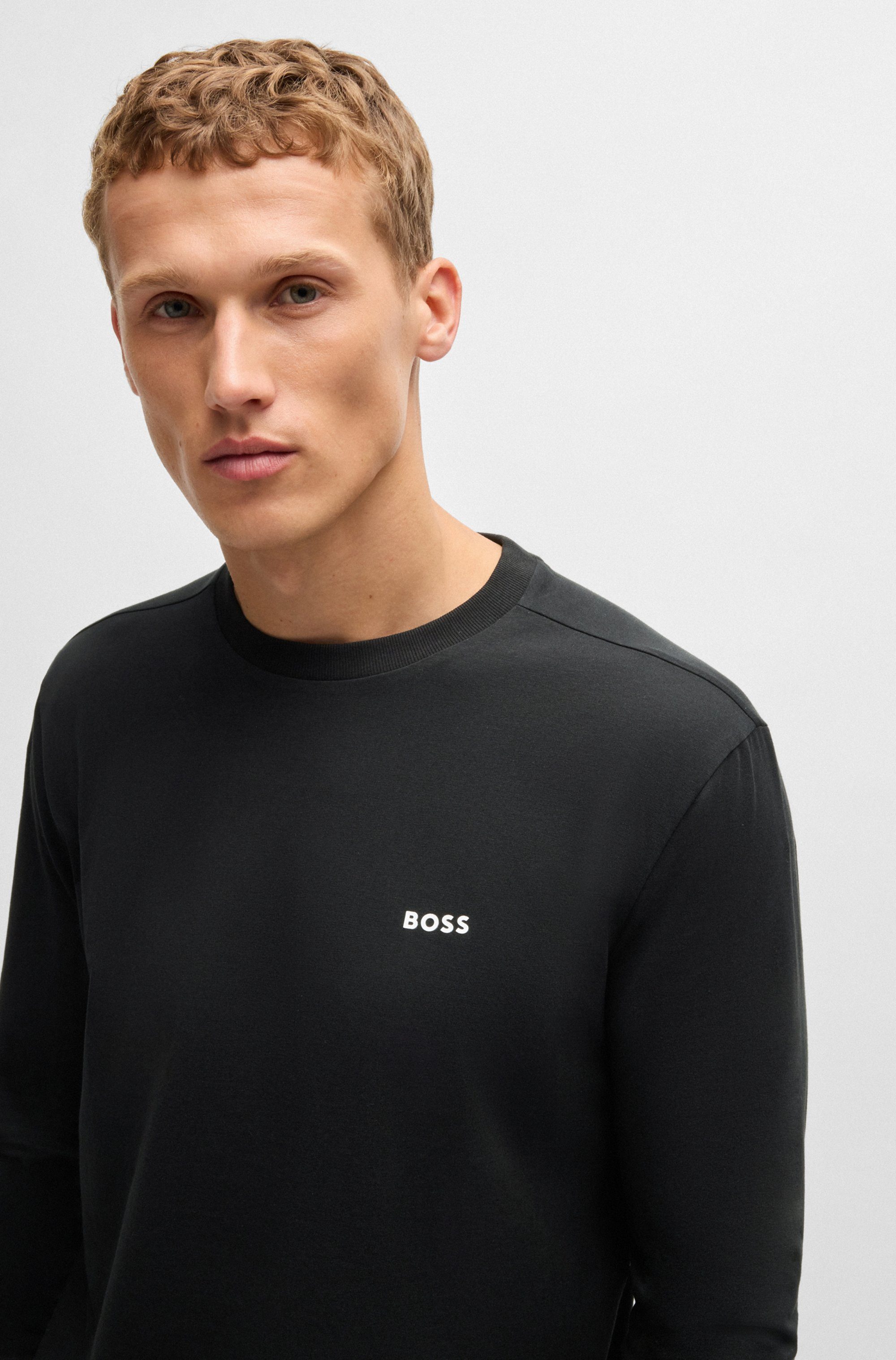 BOSS GREEN Shirt met lange mouwen Tee Long met een ronde hals