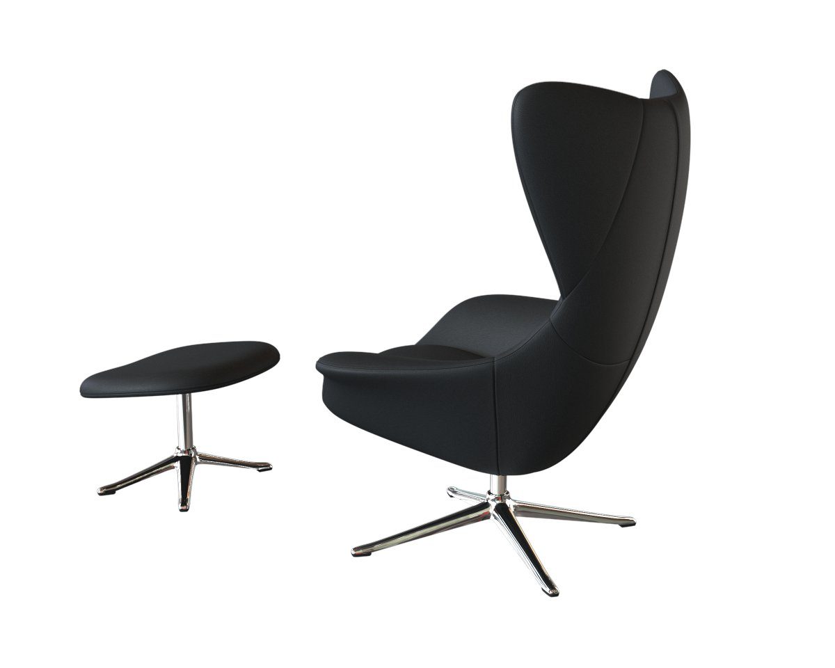 FLEXLUX Oorfauteuil Stilo relaxstoel, TV-stoel Solitaire, stijlicoon, draaibaar, aluminium basis