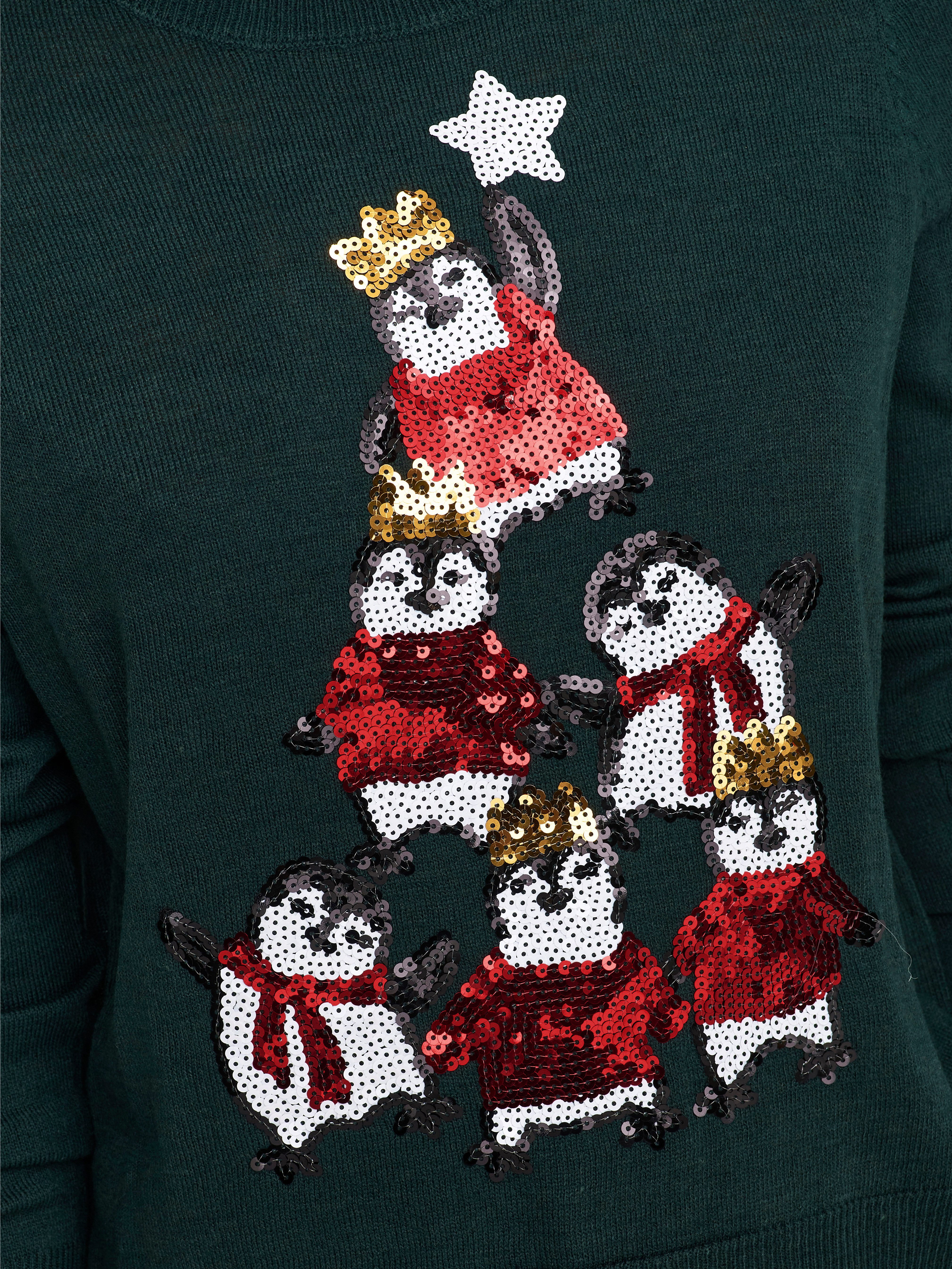 Only Kersttrui ONLXMAS PENGUIN TREE LS O-NECK RP KNT