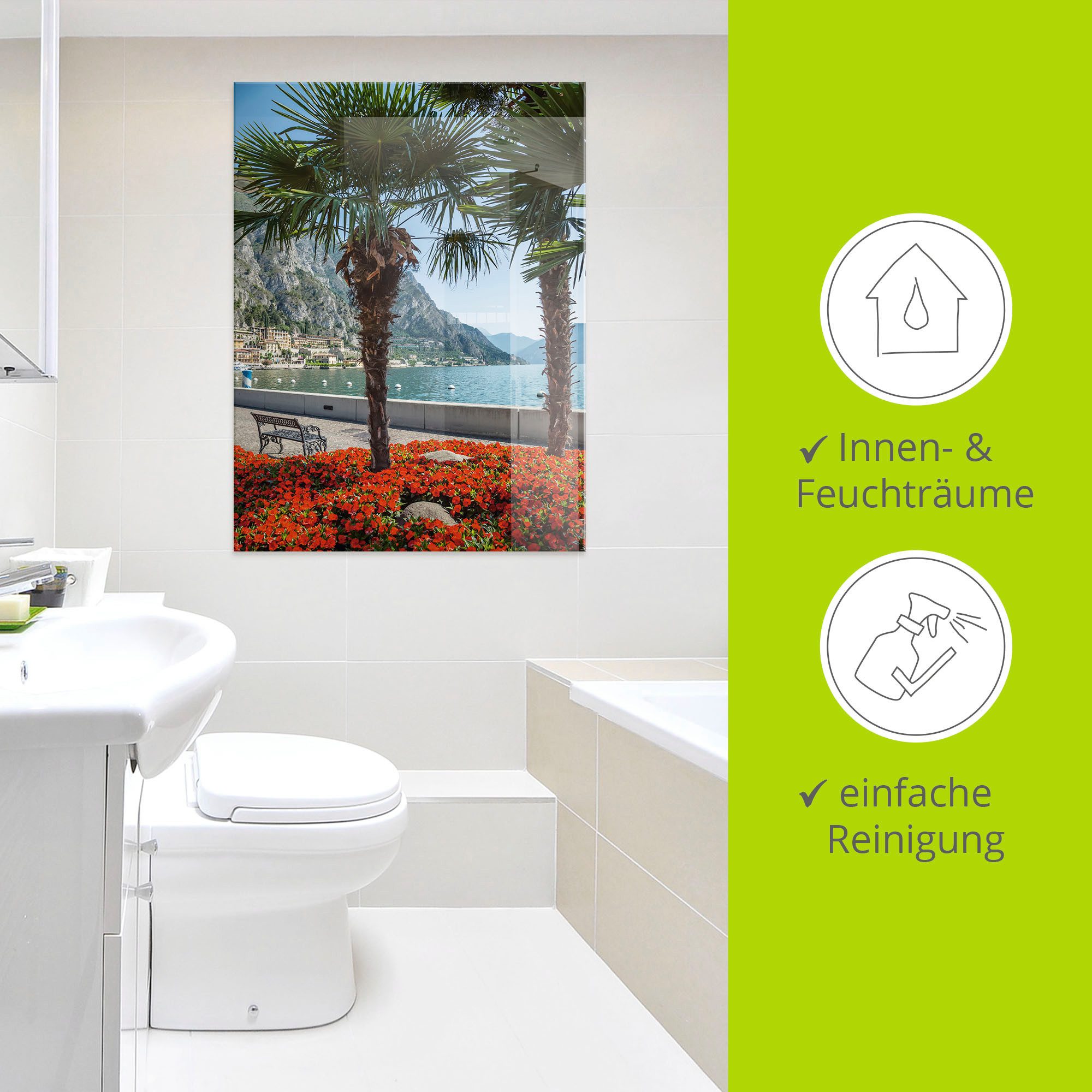 Artland Print op glas Gardameer Limone sul in verschillende maten