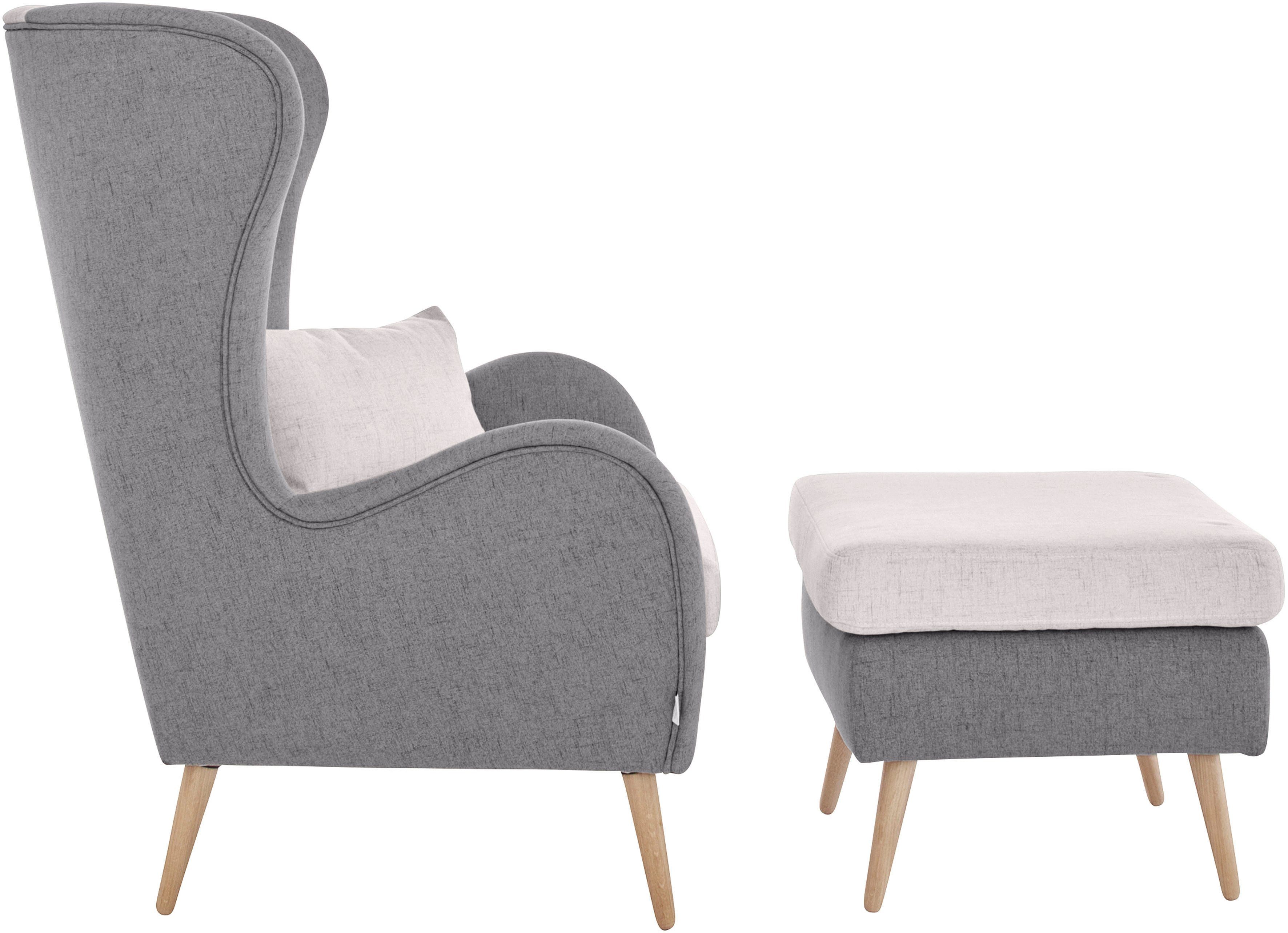 Home affaire Fauteuil Salla bekleding bouclé of fijne structuur, oorschelp fauteuil naar keuze met of zonder hocker, grote fauteuil: afm. bxdxh: 78x94x118cm