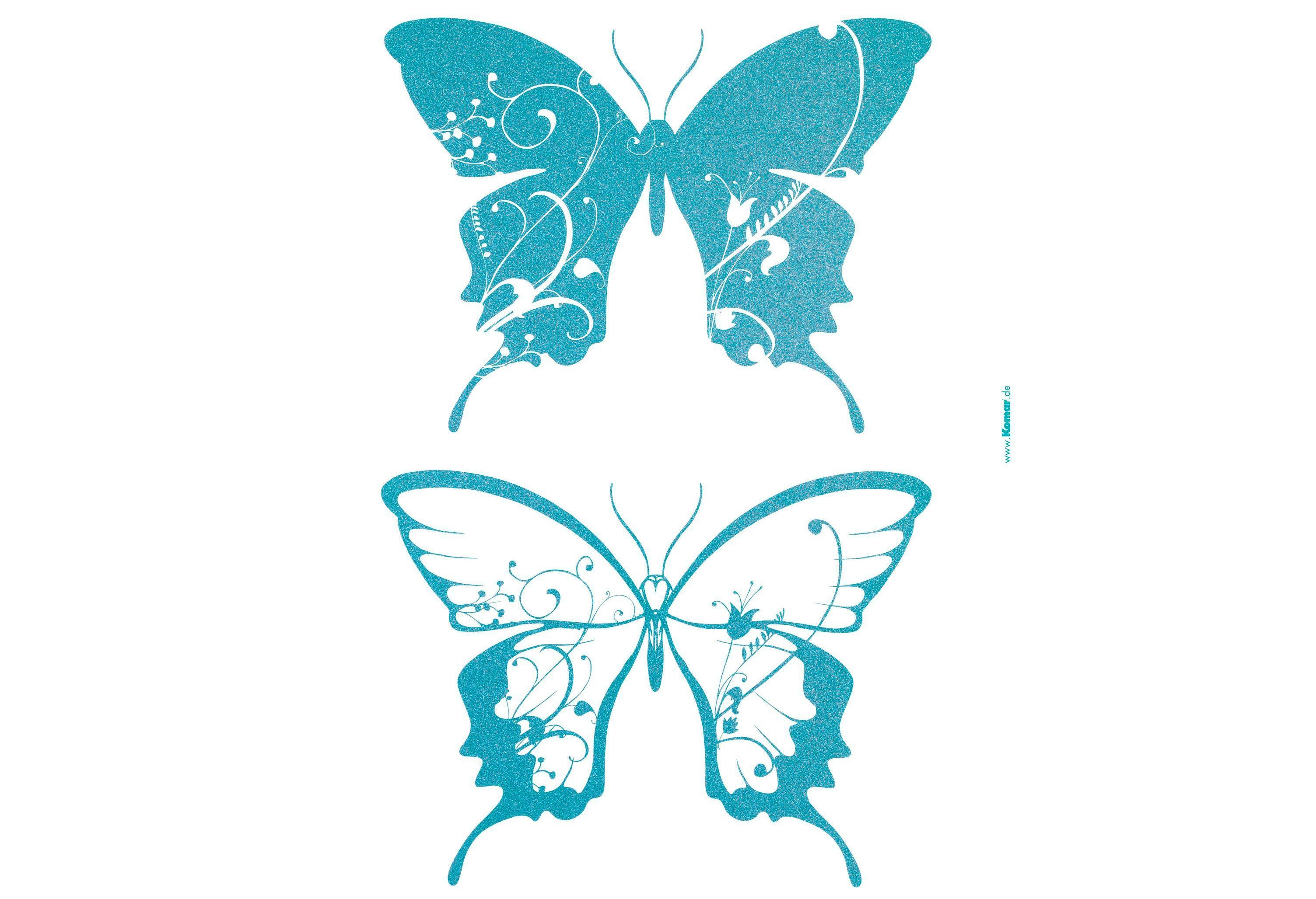 komar wandfolie vlinders 50x70 cm (breedte x hoogte), zelfklevende wandtattoo blauw