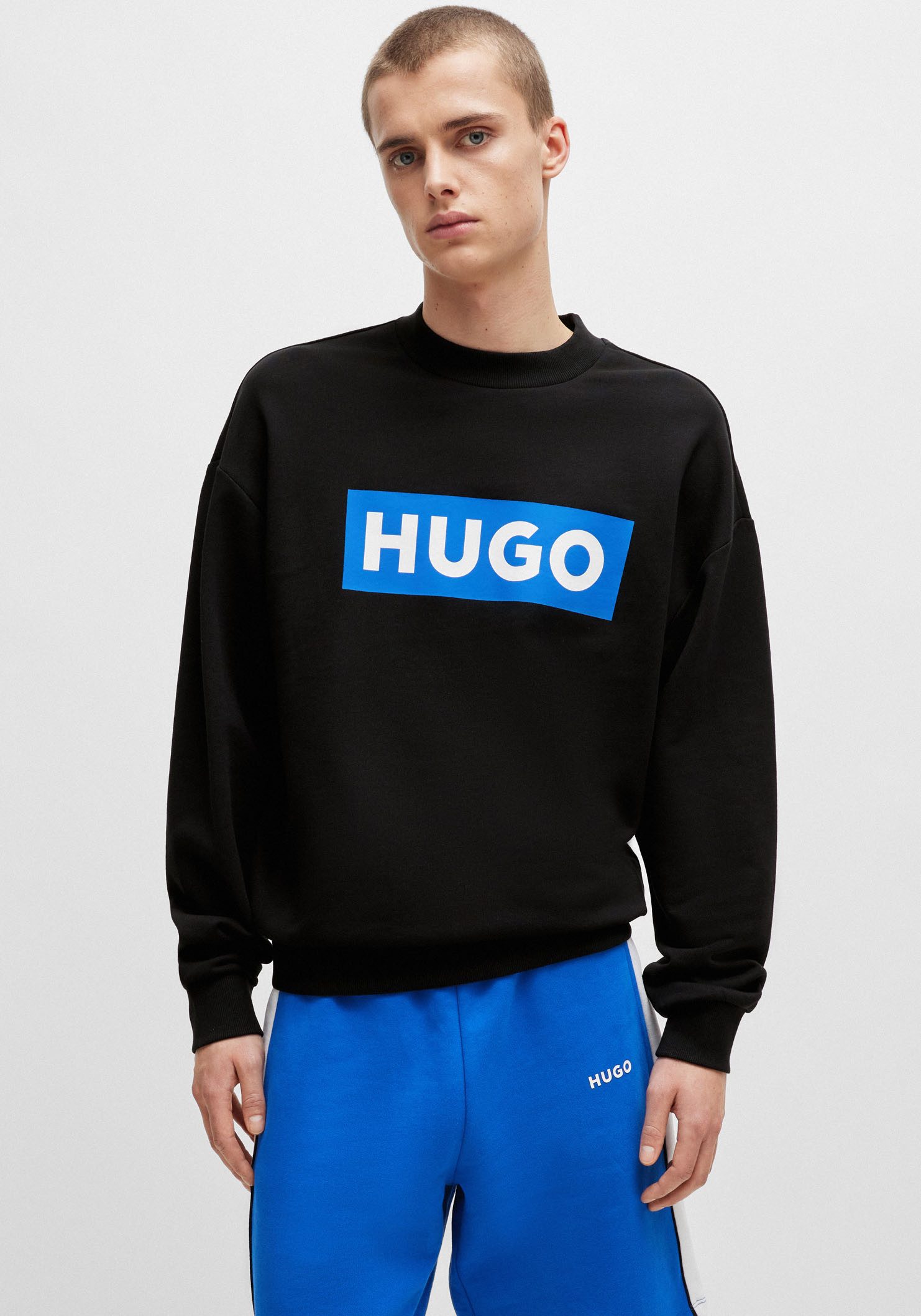 HUGO Blue Sweatshirt Niero met logoprint