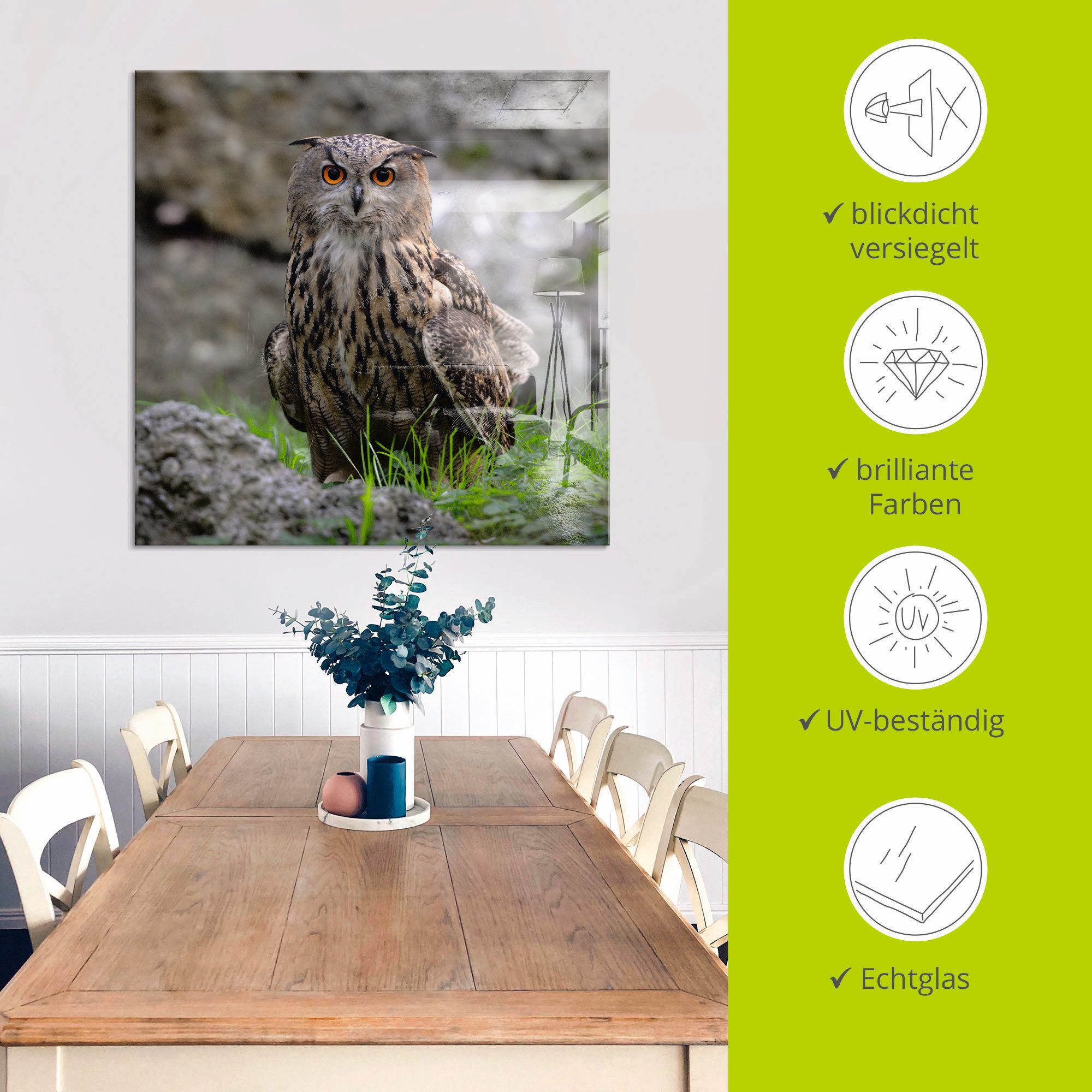 Artland Print op glas Oehoe in verschillende maten