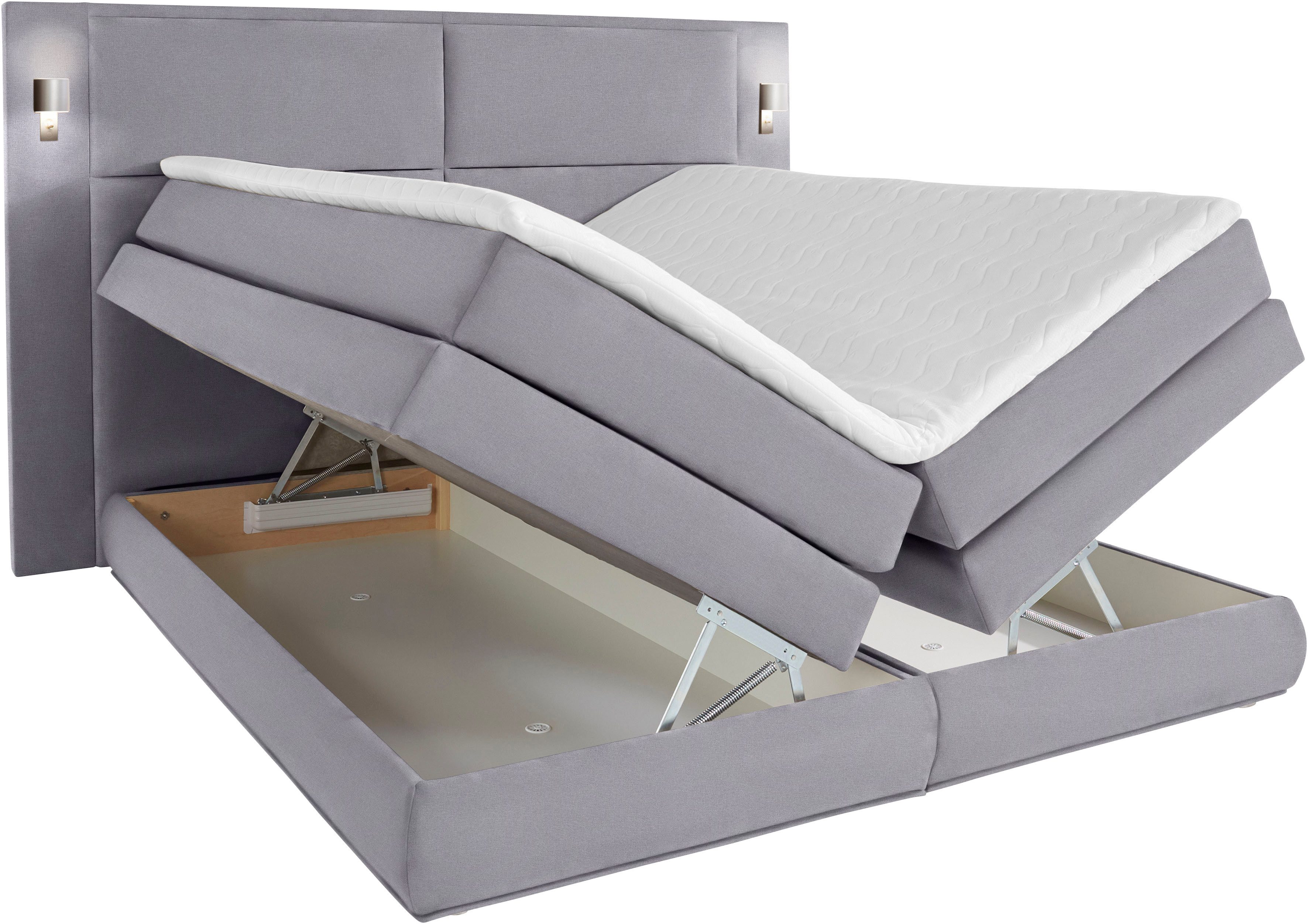 COLLECTION AB Boxspring Copenhagen inclusief bedkist, topmatras, naar keuze met ledverlichting
