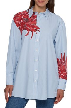 tommy hilfiger curve gedessineerde blouse crv co floral oversized shirt ls met markante bloemenprint blauw