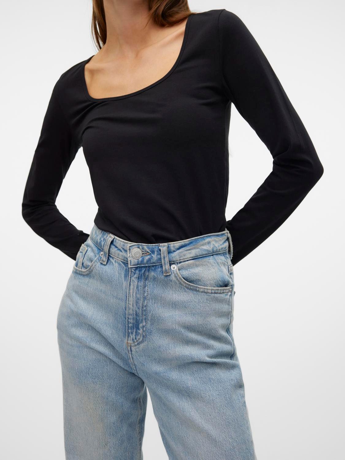 Vero Moda Shirt met lange mouwen VMLULU LS U-NECK TOP JRS GA NOOS