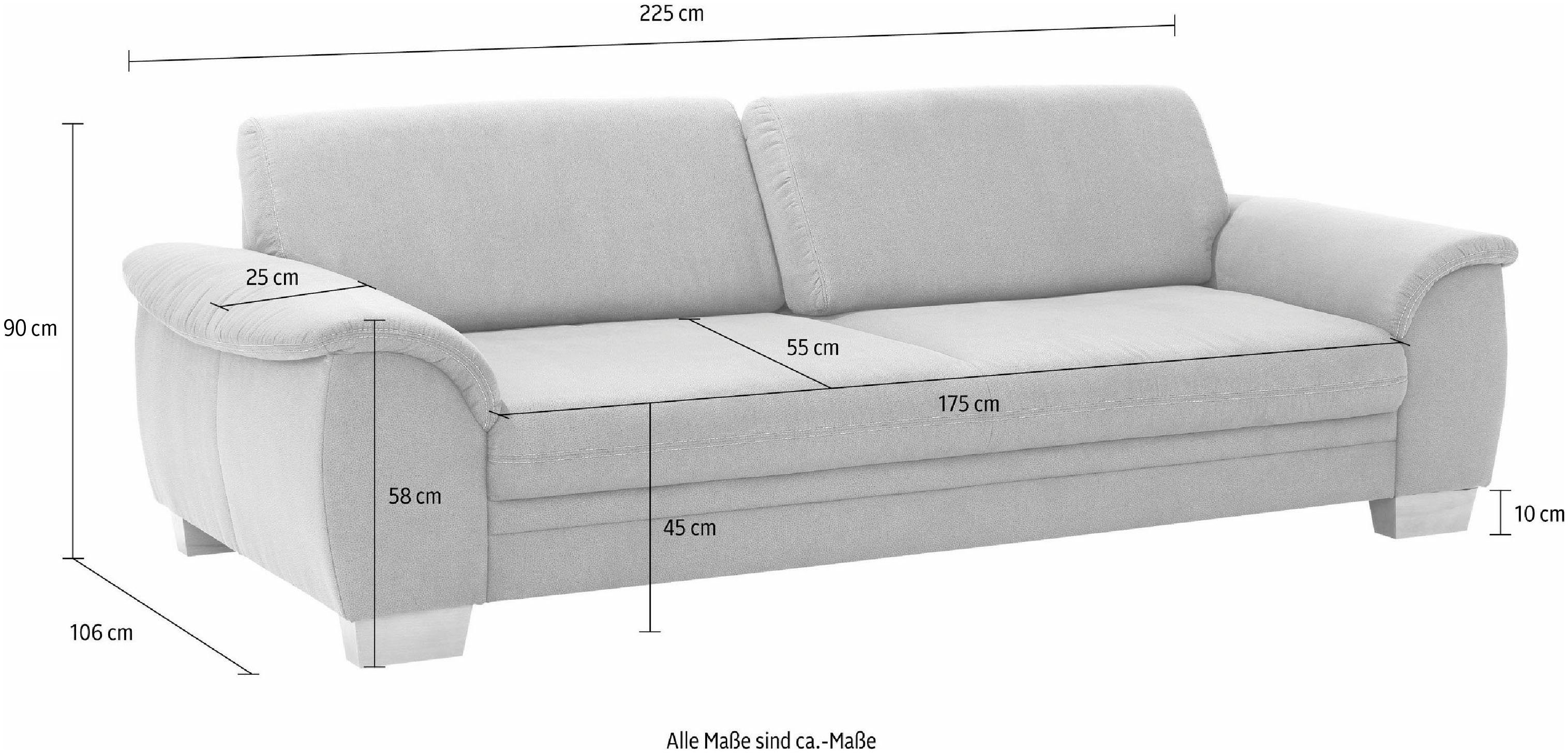 Home affaire 3,5-zitsbank Husum met zitdiepteverstelling, contrastnaad en binnenvering