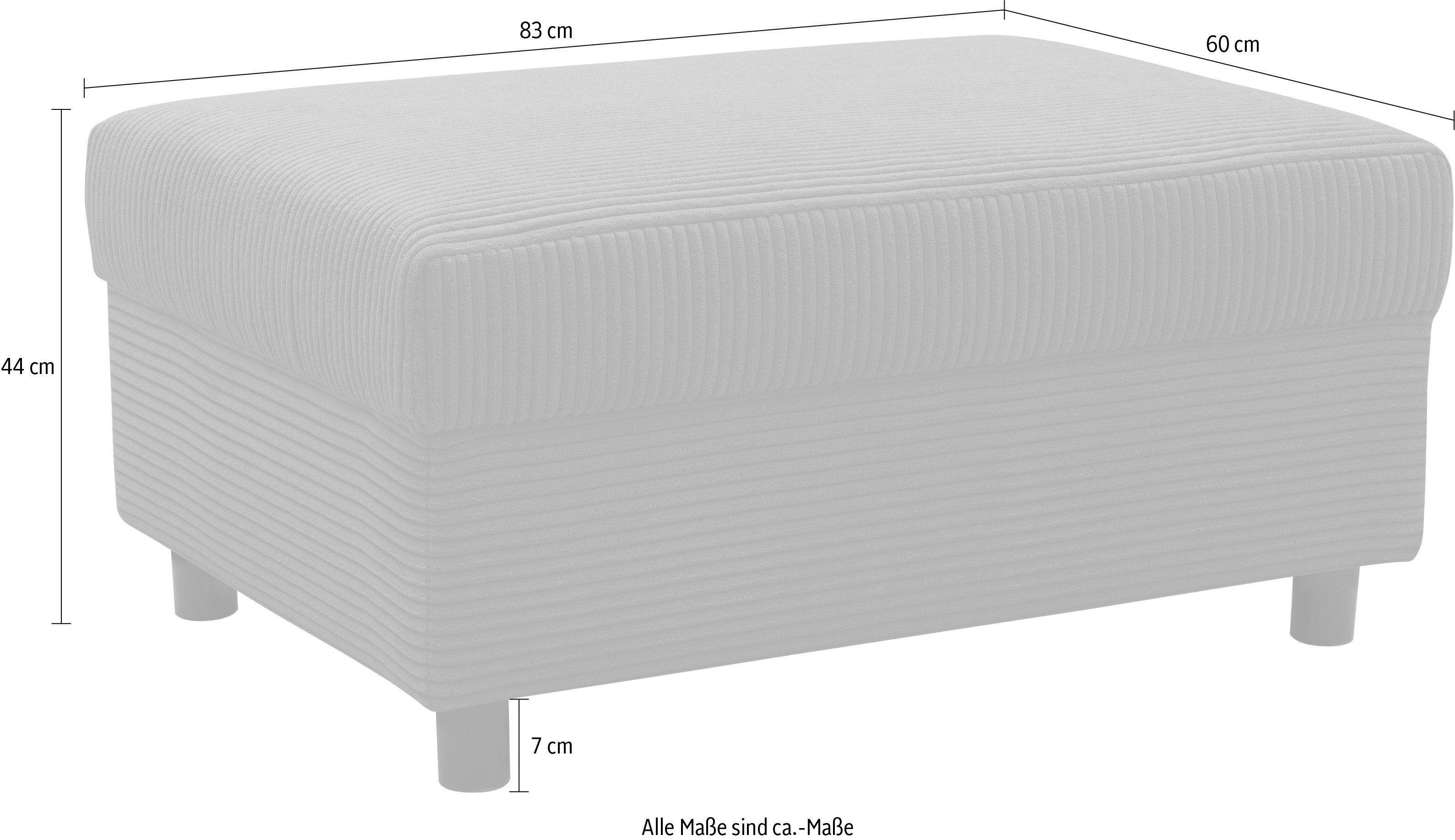 INOSIGN Hocker Turah 2 in Cord of waterafstotende microvezel, moderne poef, passend bij de hoekbank, b/d/h: 83/60/44 cm