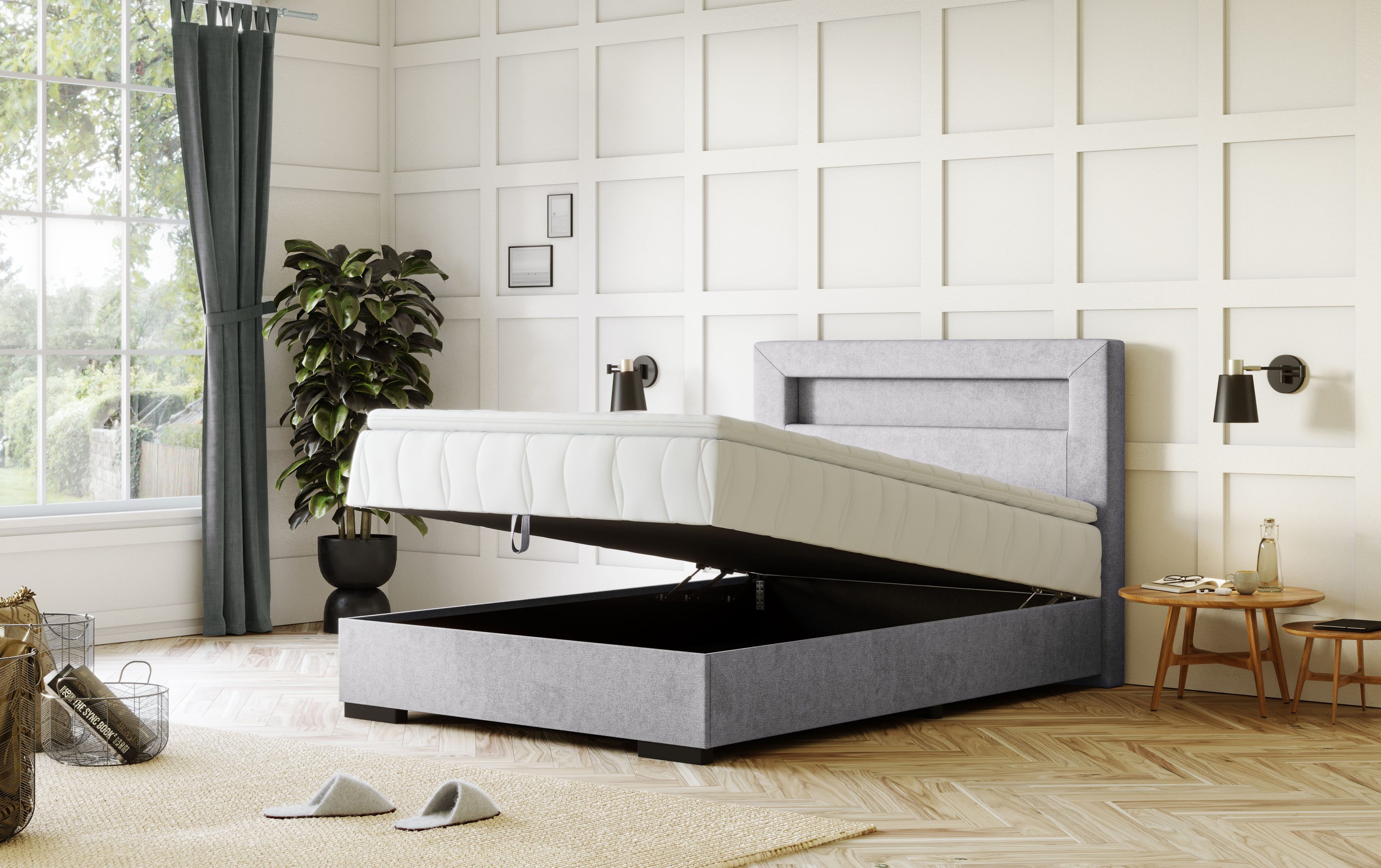 COTTA Boxspring Kelly uitgerust met led-licht, incl. bedlade