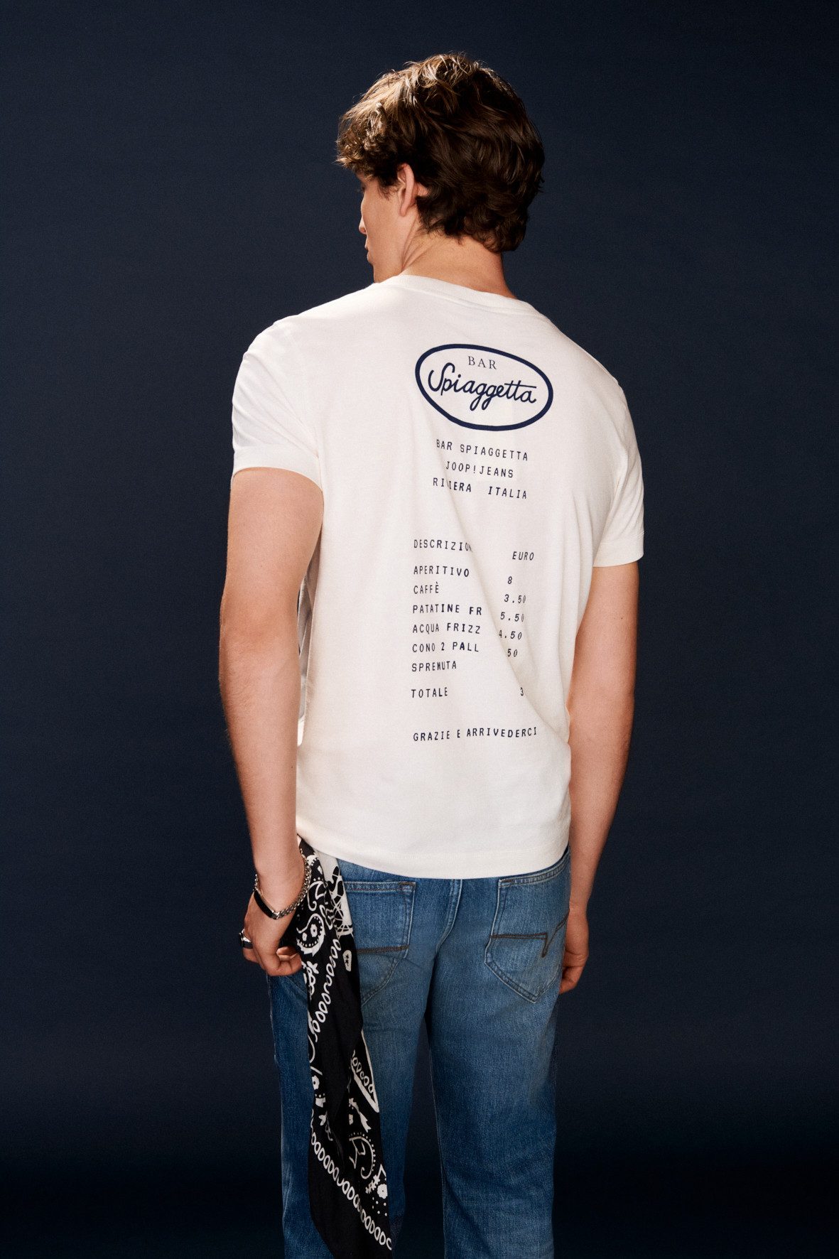 Joop Jeans Shirt met ronde hals Eden Druk op voor- en achterkant etiket aan de zijkant van de romp