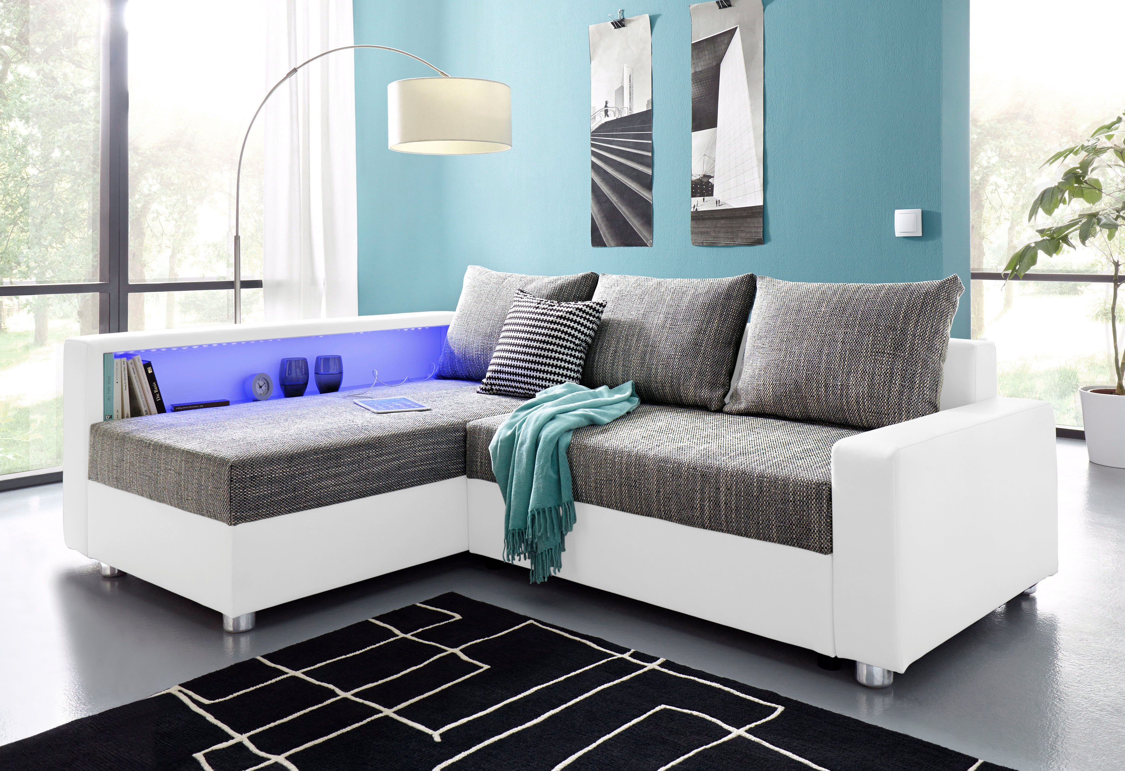 COLLECTION AB Hoekbank Relax L-vorm inclusief slaapfunctie, binnenvering, naar keuze met rgb-ledverlichting