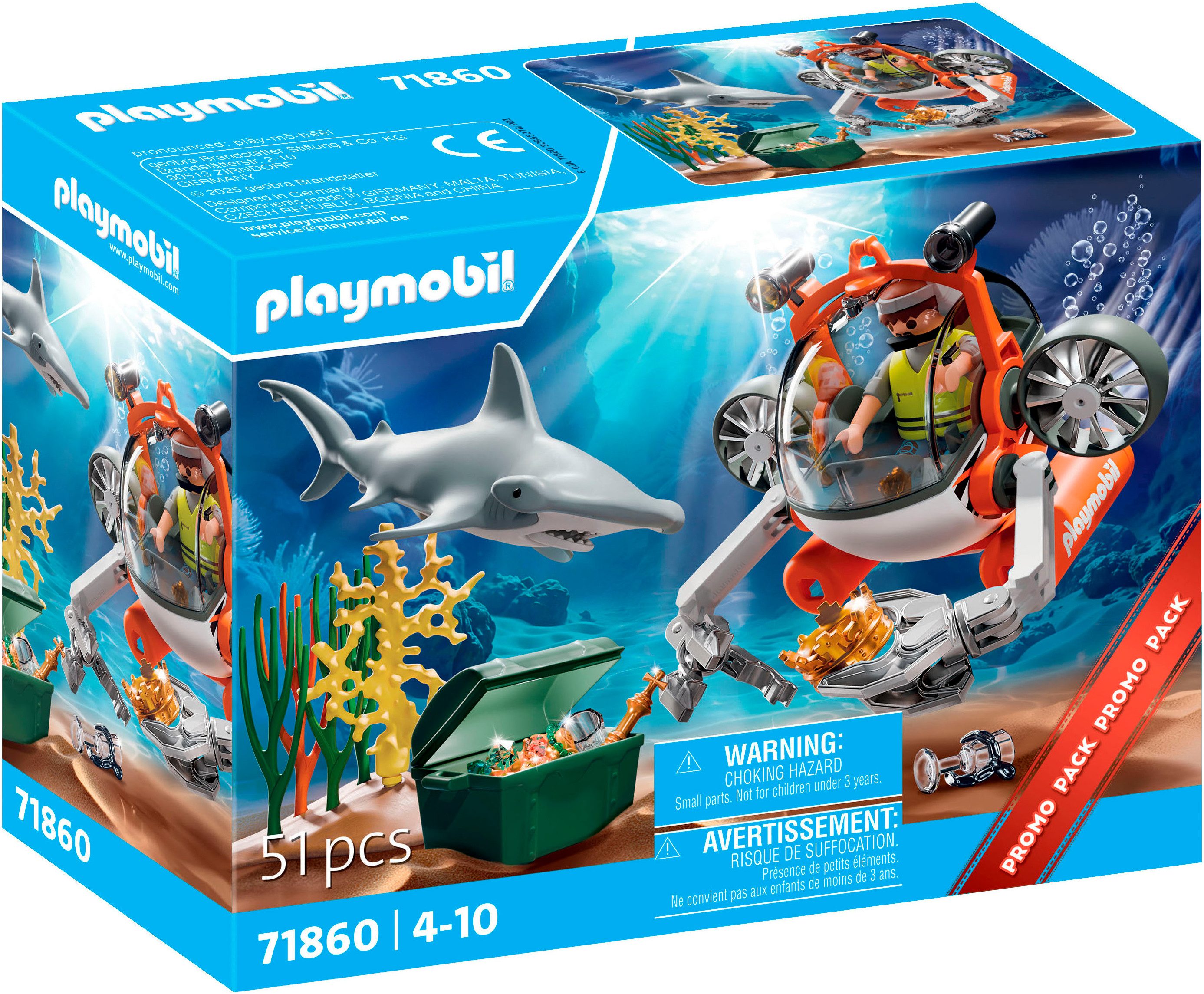 Playmobil® Constructie-speelset Schatzsuche mit U-Boot (71860), Action Heroes (51-delig)