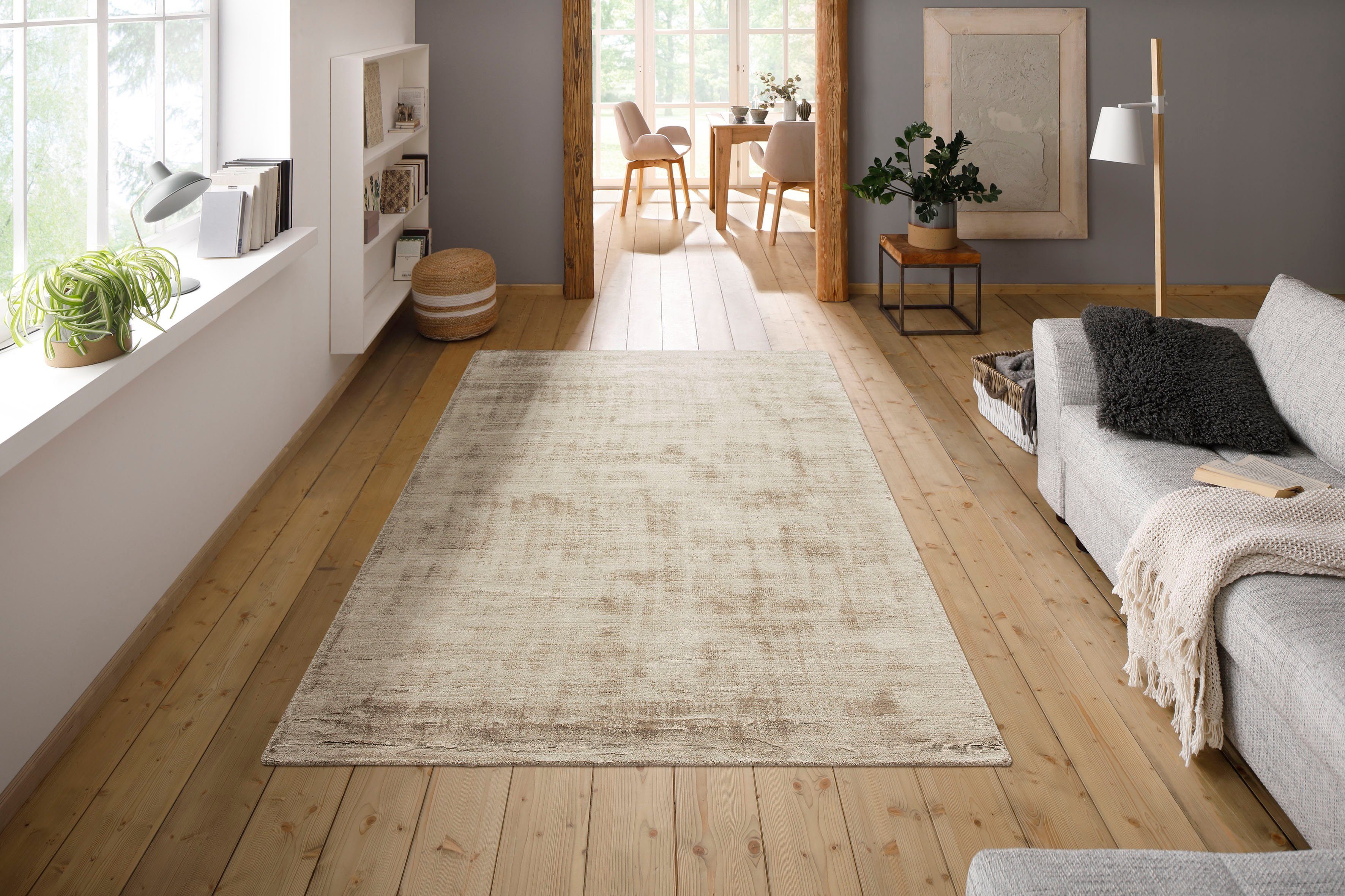 my home Vloerkleed Shirley, handgeweven viscose tapijt, kleurveranderend Handgeweven vloerkleden, woonkamer, slaapkamer, eetkamer