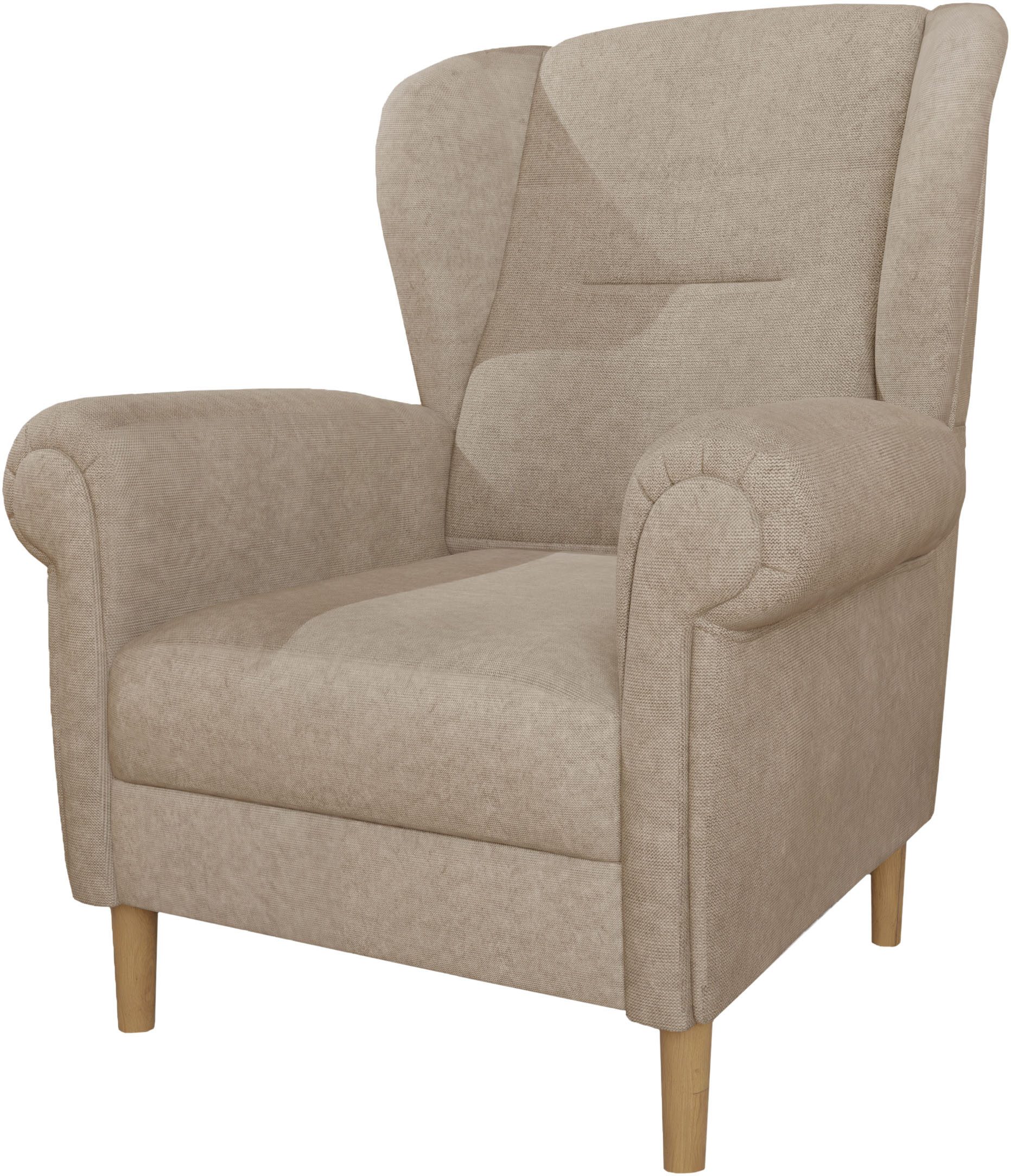 Home affaire Oorfauteuil OSTIANO BxDxH: 80x82x98 cm, fauteuil Uniek stuk, dikke gebogen armleuningen, effen en geruit