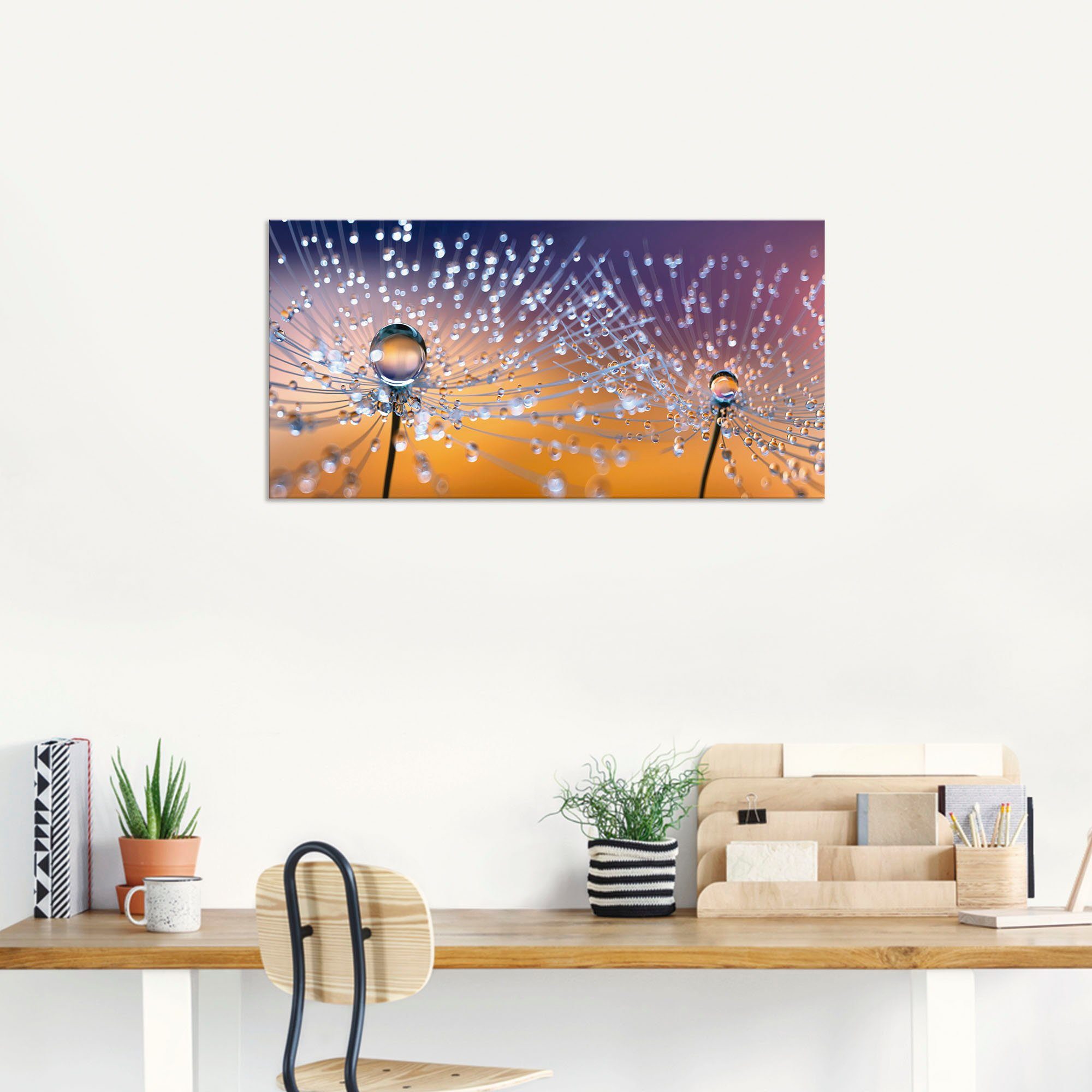 Artland Artprint Paardenbloemen dauwdruppel als artprint van aluminium, artprint voor buiten, artprint op linnen, poster, muursticker