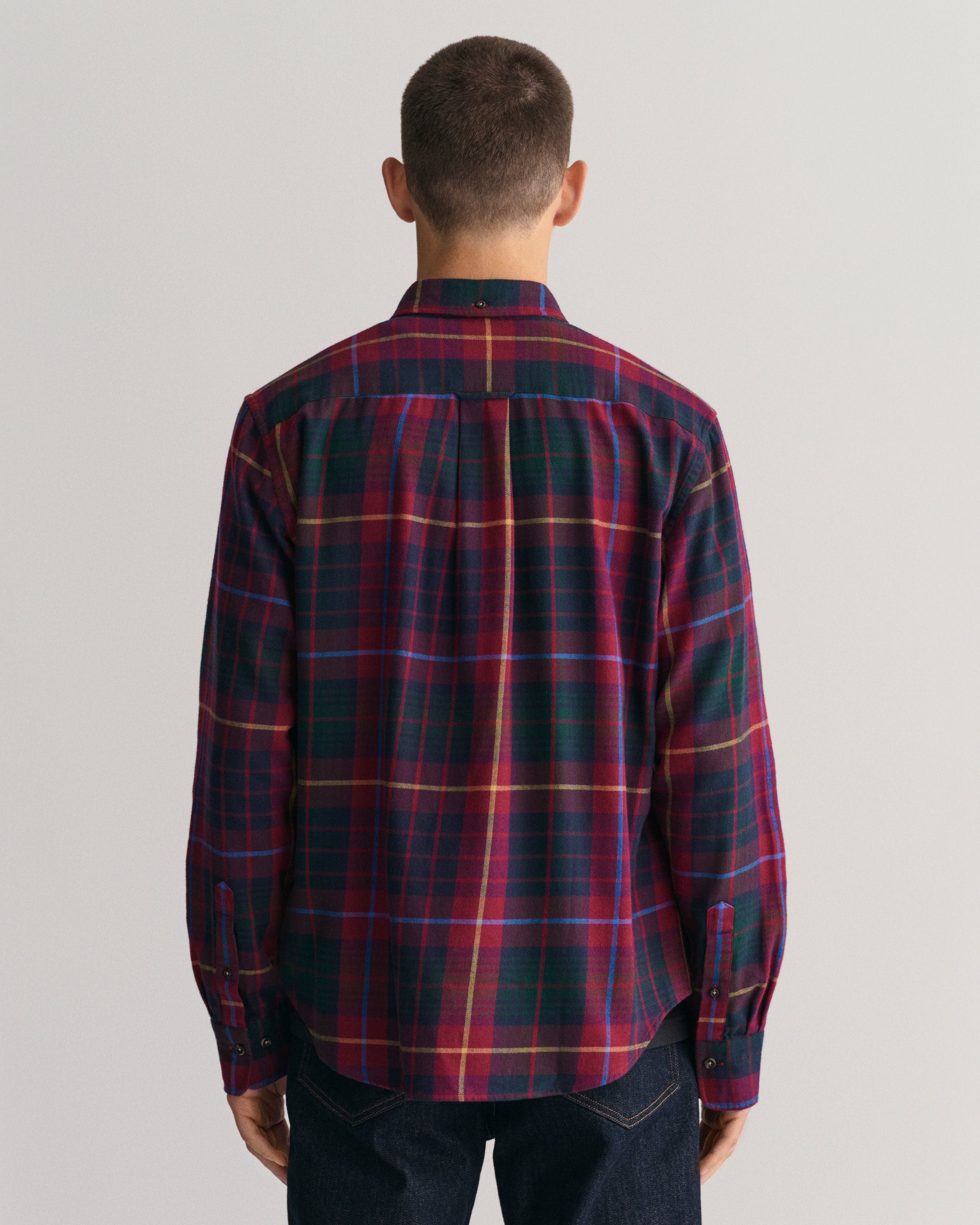 Gant Overhemd met lange mouwen Regular Fit Flanel Geruit dik onderhoudsvriendelijk warm