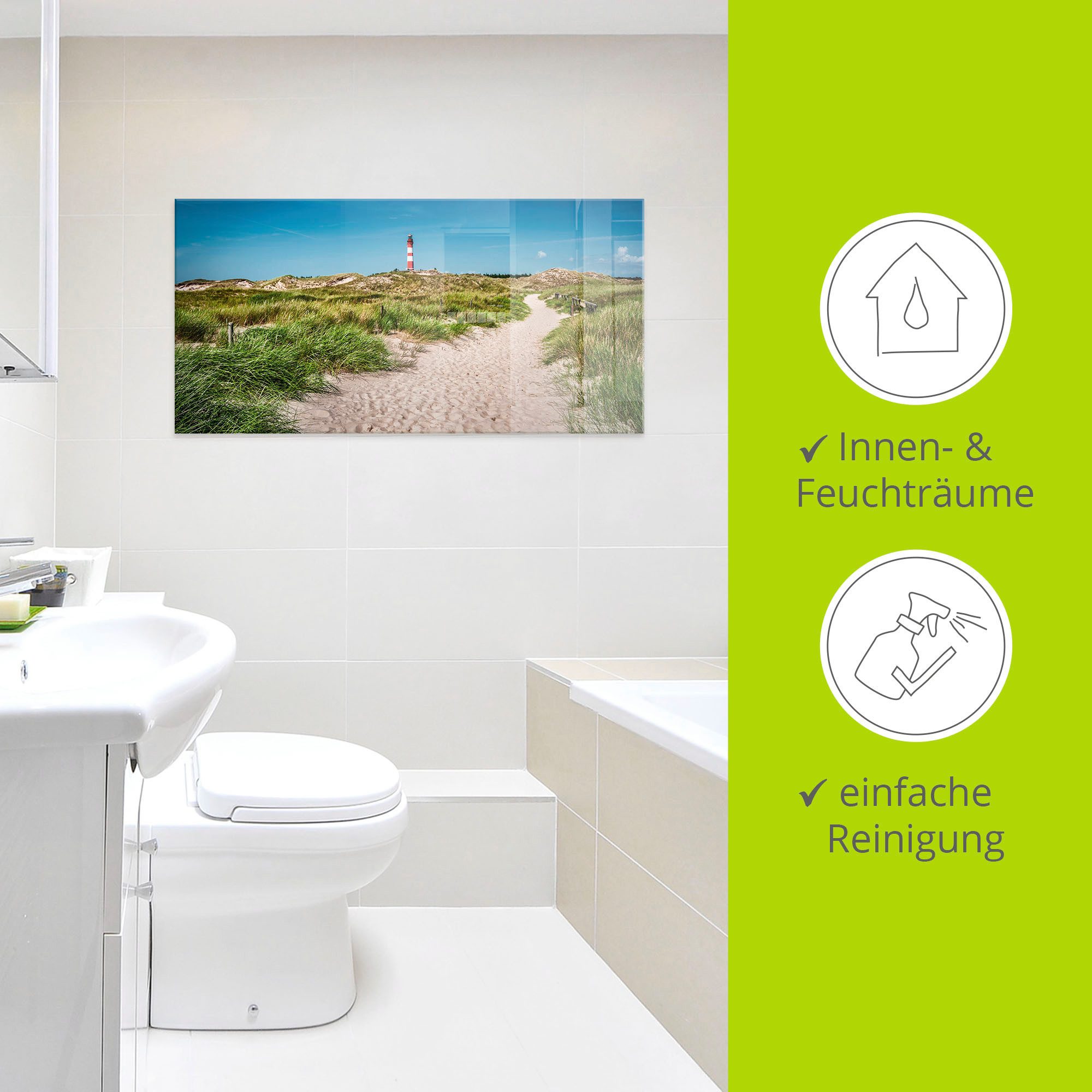 Artland Print op glas Vuurtoren op het eiland Amrum
