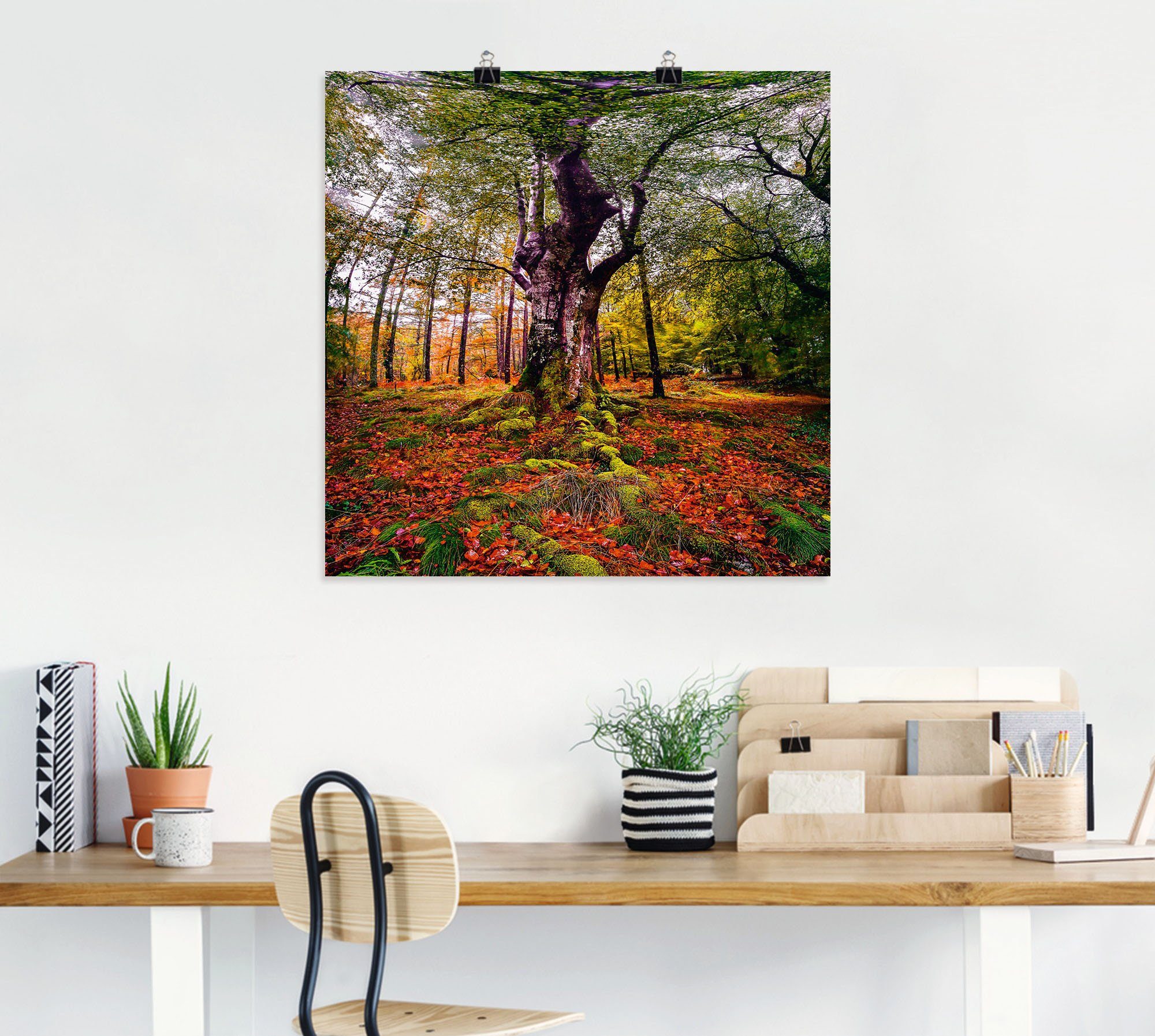 Artland Artprint Boom in het bos als artprint op linnen, poster in verschillende formaten maten