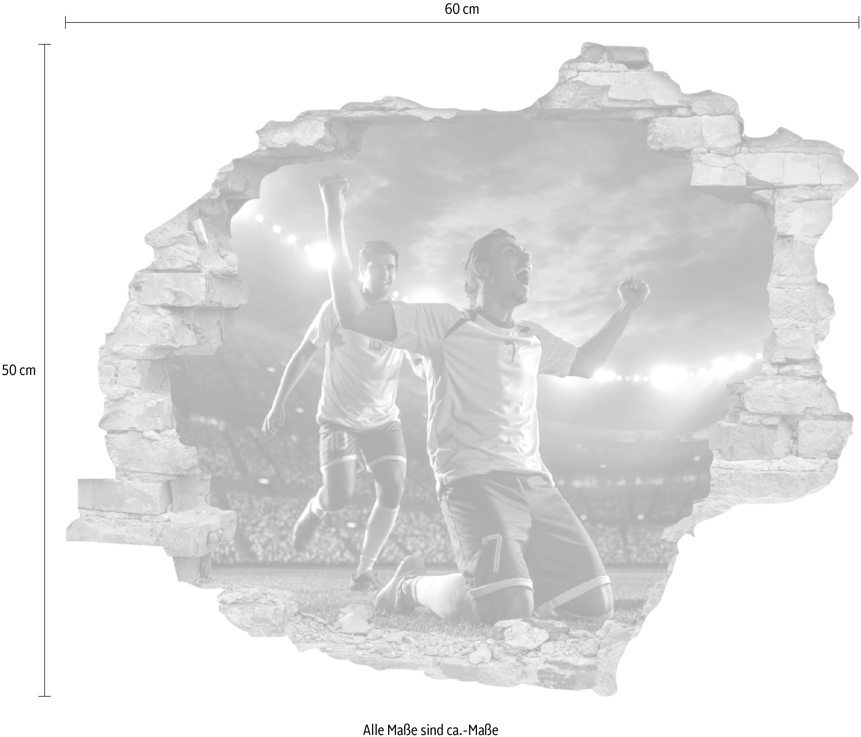 queence Wandfolie Voetbal gejuich Muursticker, muurdecoratie, zelfklevend, 3D, muurdurchbraak (1 stuk)
