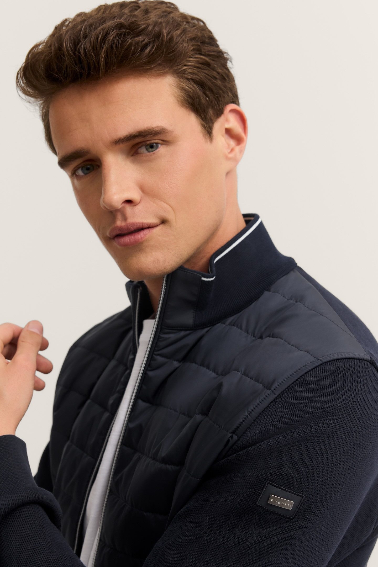Bugatti Sweatvest met sportieve opstaande kraag