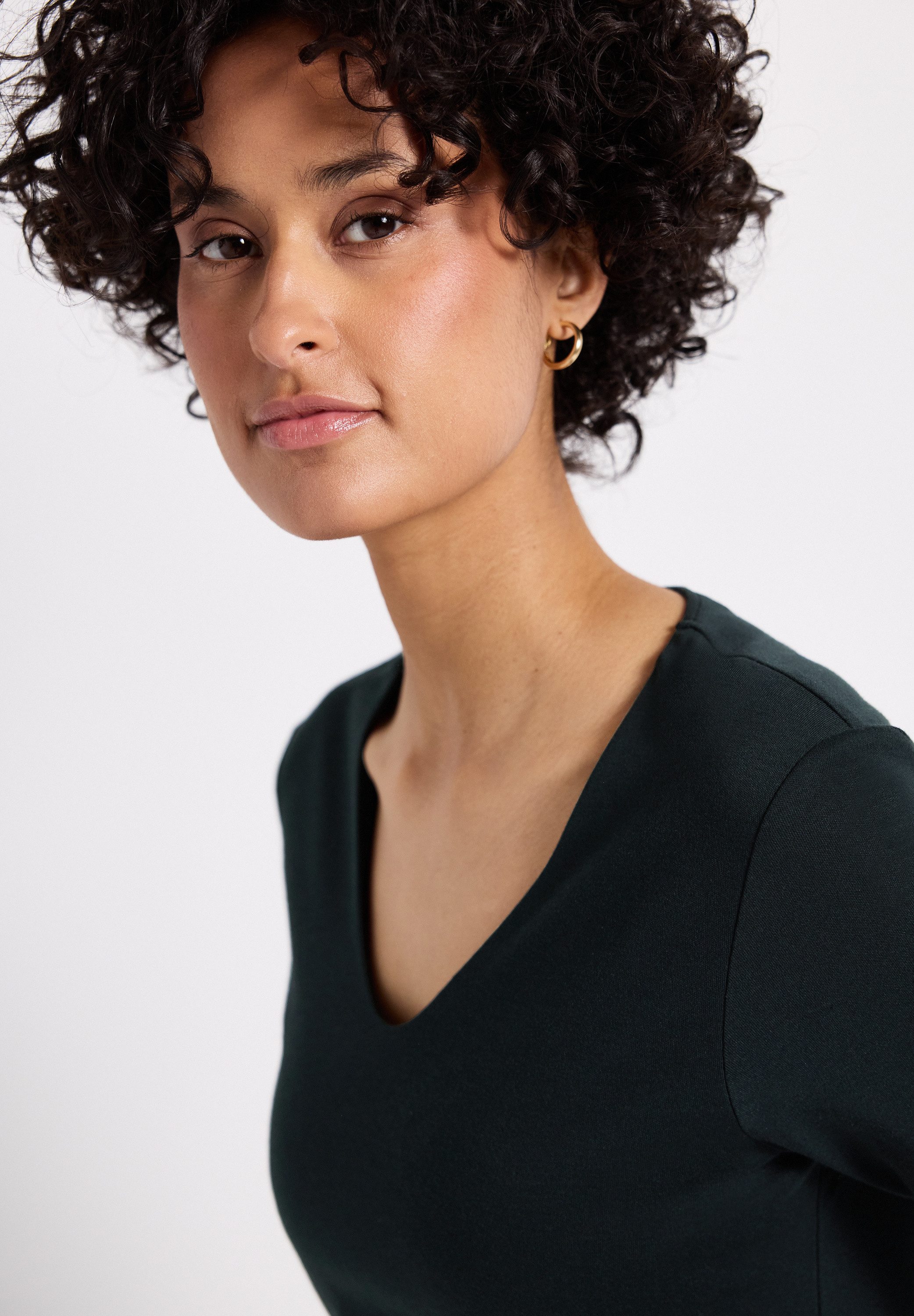 STREET ONE Shirt met korte mouwen Style Palmira met diepe ronde hals