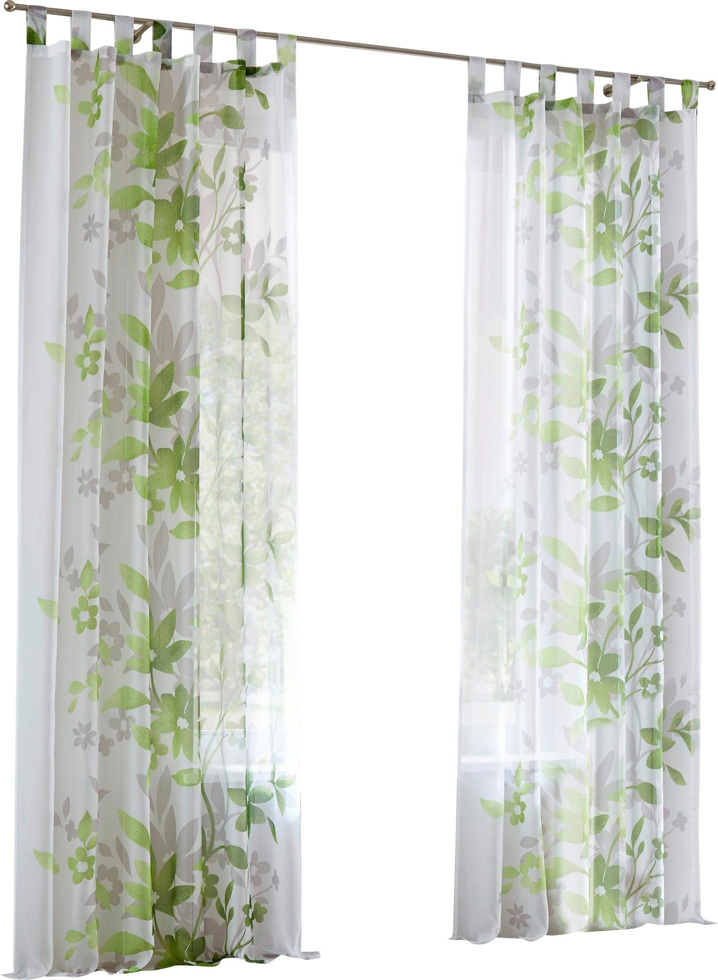 Home affaire Gordijn Ina set van 2, aan een kant gebloemd, voile, bloemen (2 stuks)