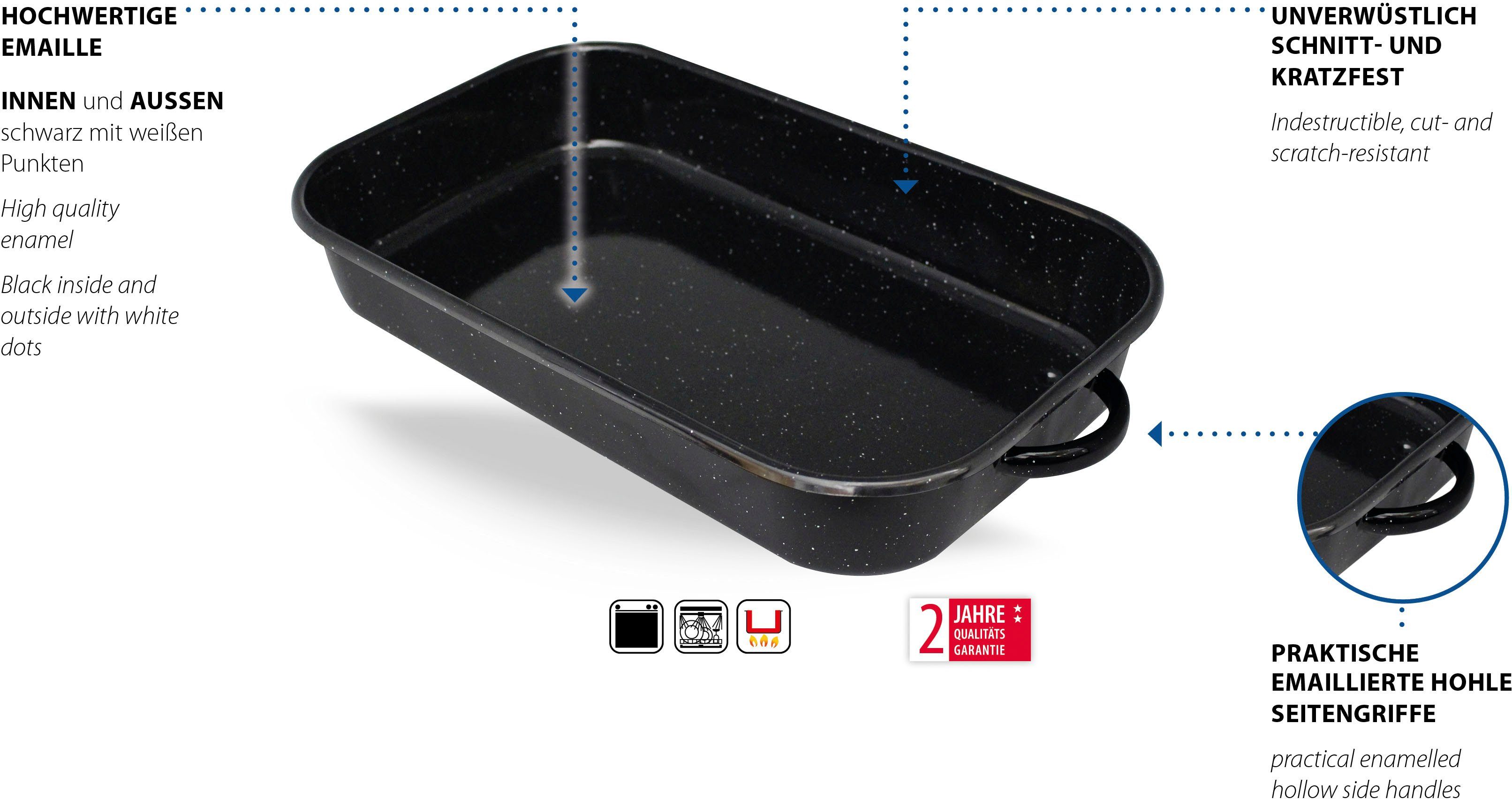 Elo Basic Koekenpan Basic Ovenschaal, geëmailleerde holle zijgrepen, 38 cm (1-delig)