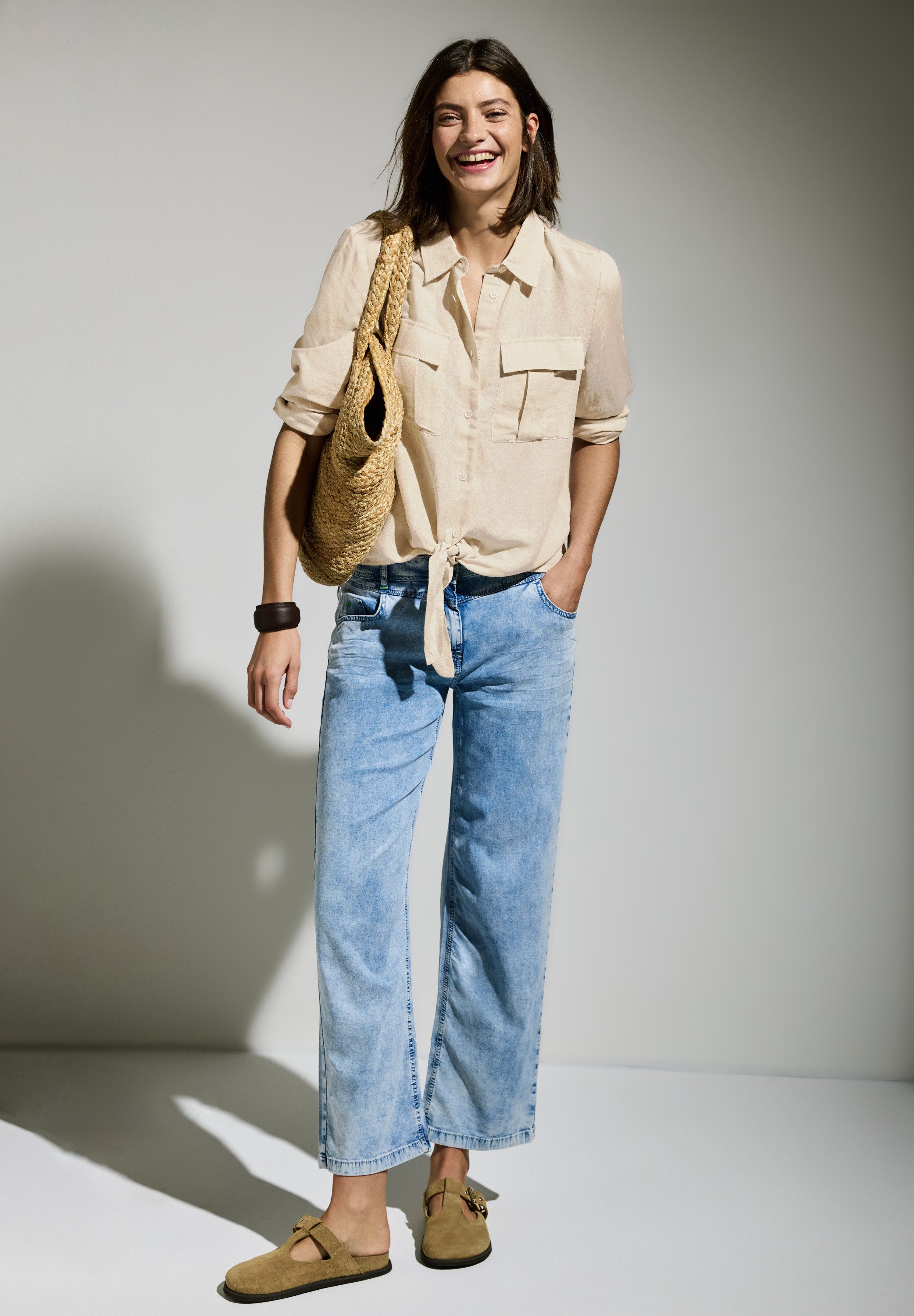 Cecil Blouse met lange mouwen met knoop bij de zoom