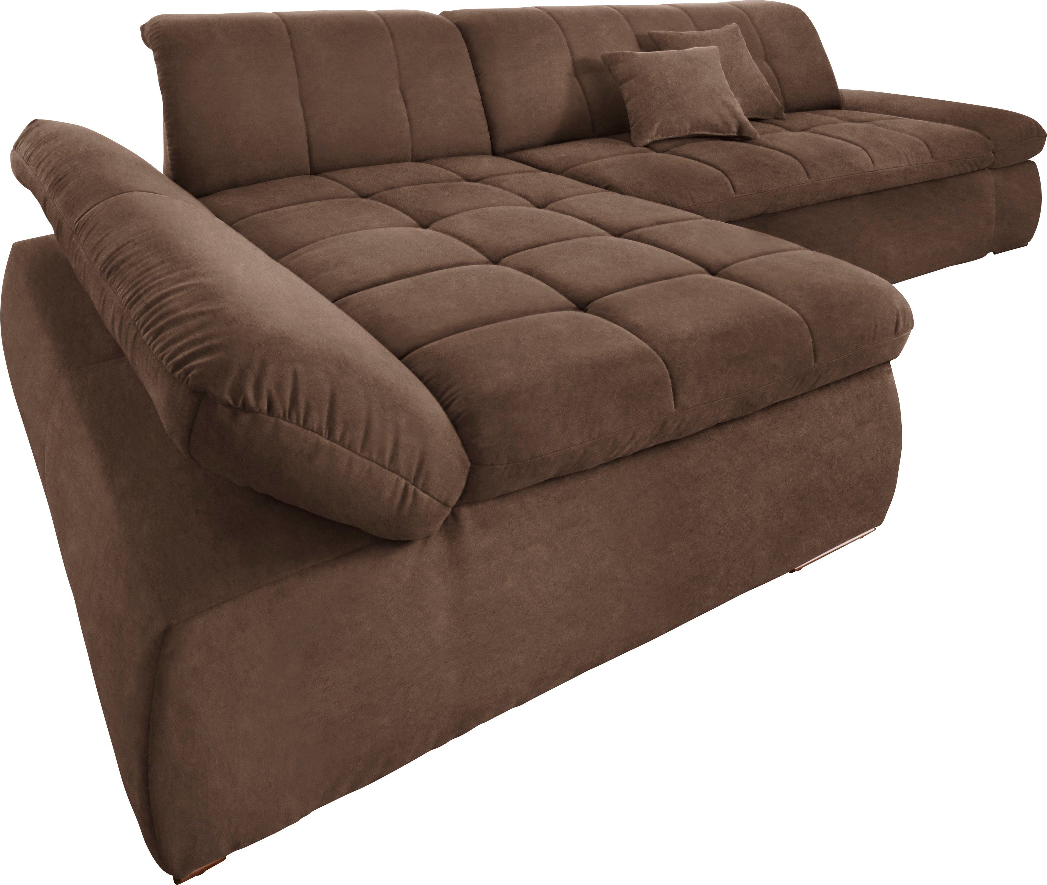 DOMO collection Hoekbank NMoric XXL, B/D/H: 300/172/80cm, L-vorm naar keuze met slaapfunctie en verstelbare armleuning