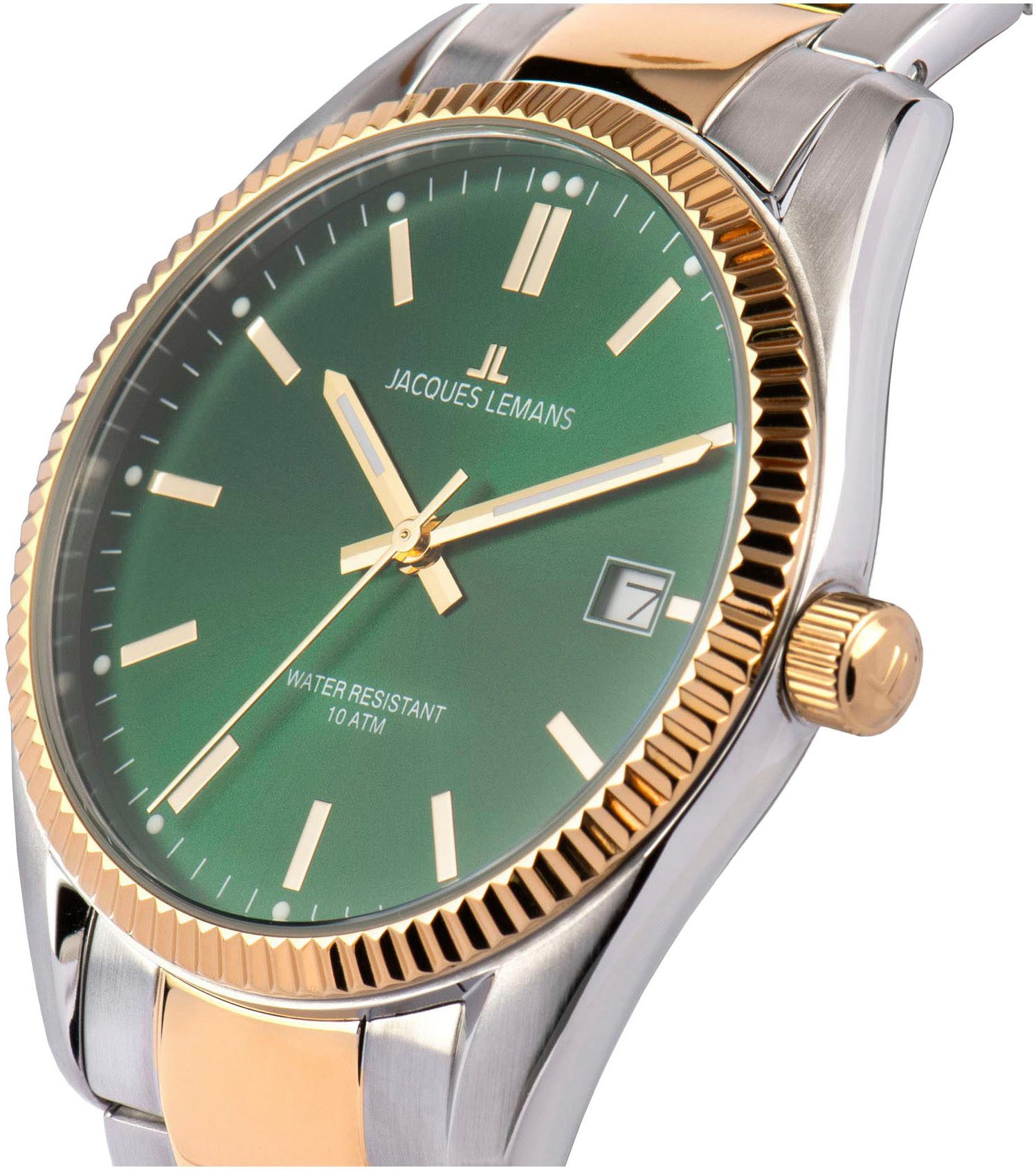 Jacques Lemans Kwartshorloge Derby Horloge, herenhorloge, dameshorloge, roestvrijstalen band, tot 10 bar waterdicht.