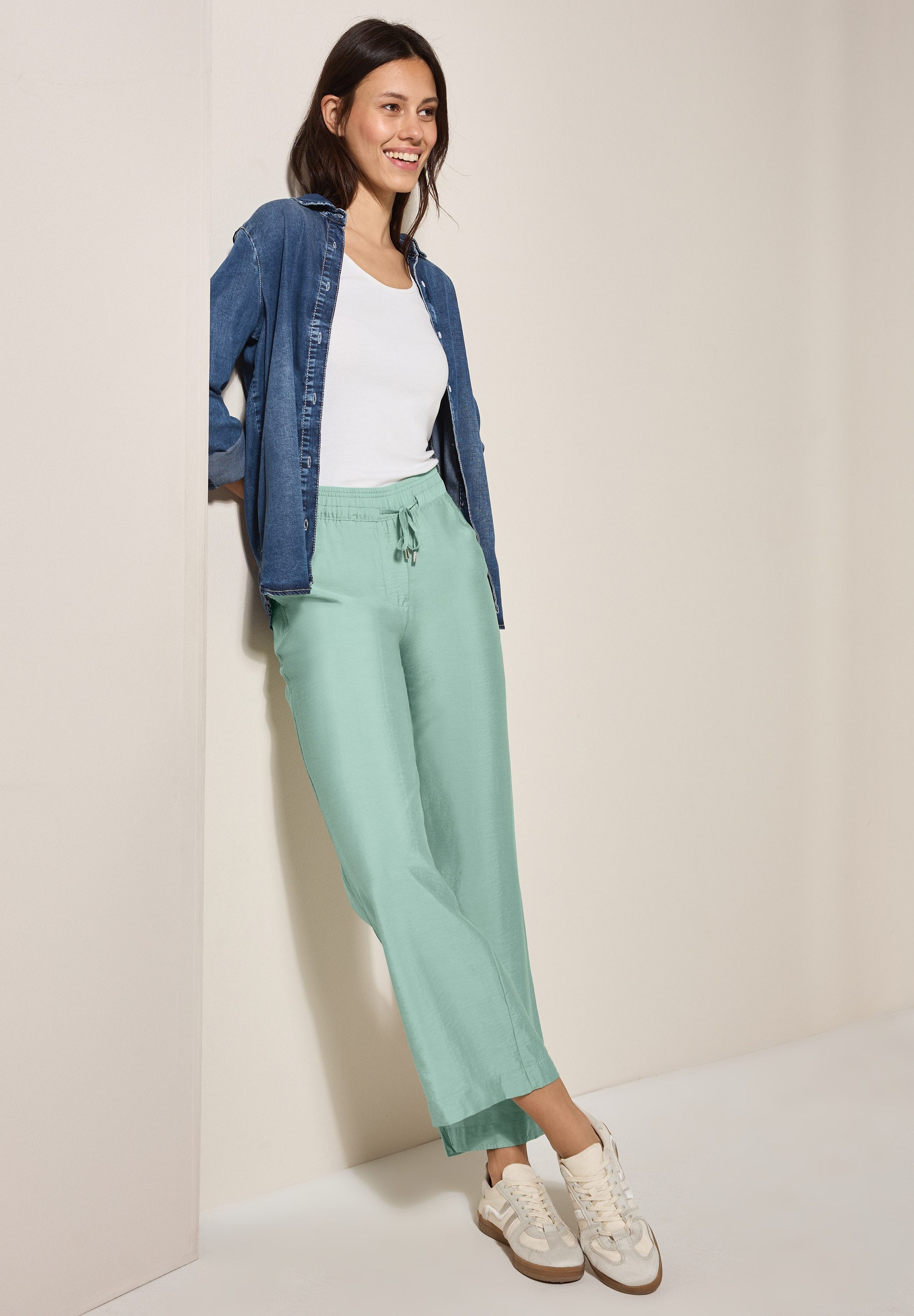 Cecil Stoffen broek Style Neele elastische band met rijgkoord