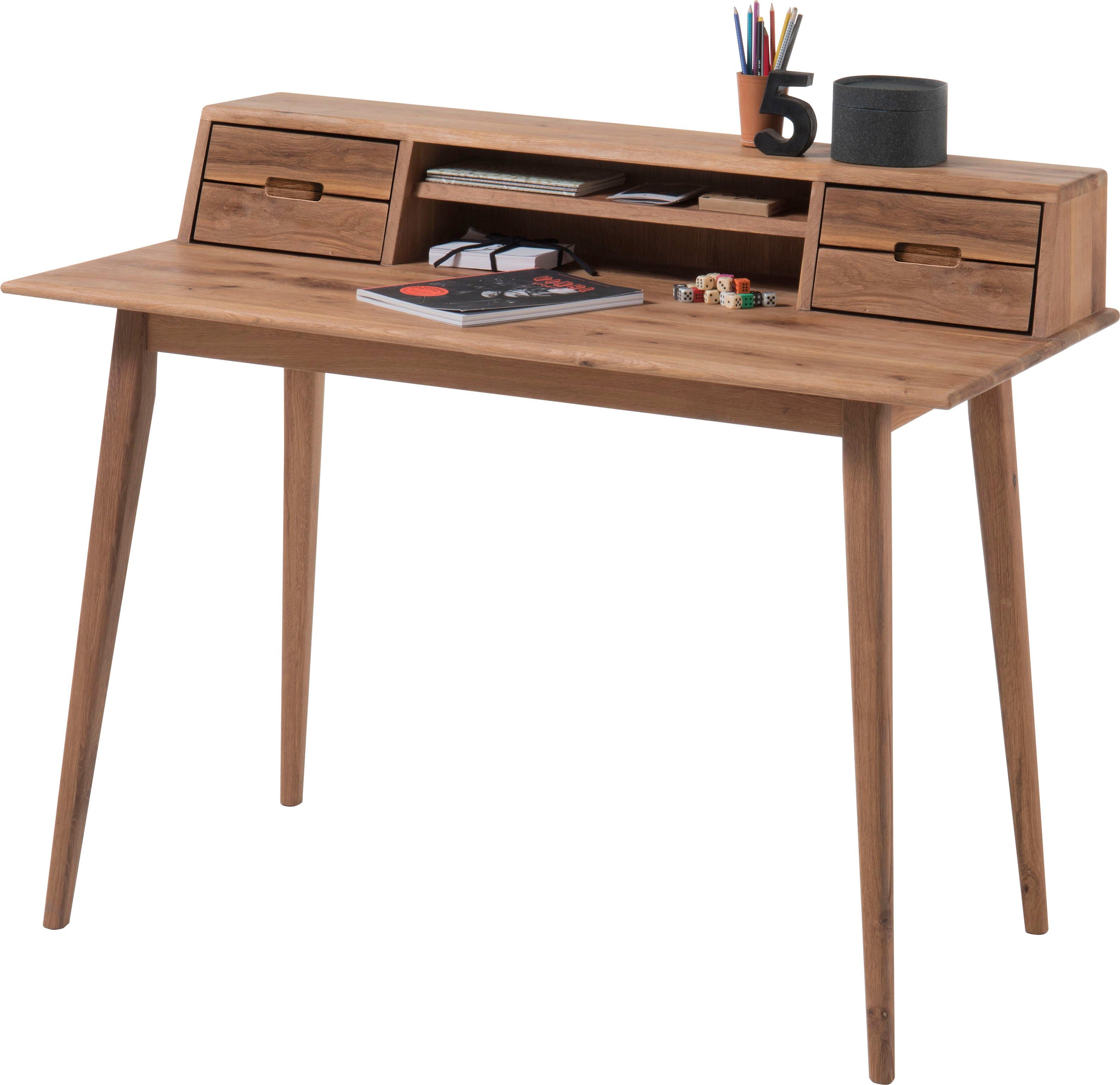 MCA furniture Bureau Melbourne Massief hout noesteiken geolied met laden, breedte 110 cm
