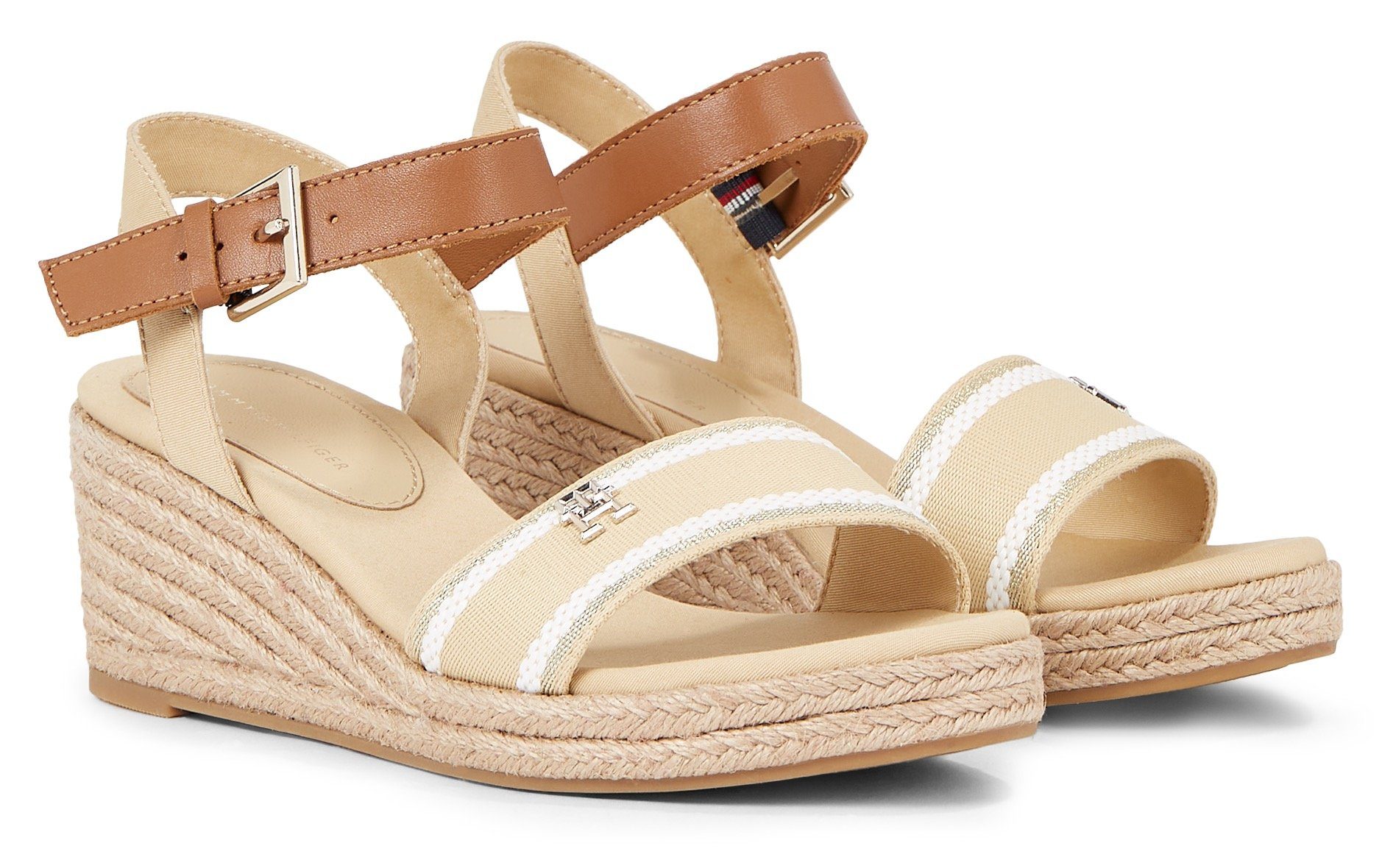 Tommy Hilfiger Sleehaksandaaltjes WEBBING WEDGE SANDAL zomerschoen, sandaal, keilhak, met verstelbare gesp