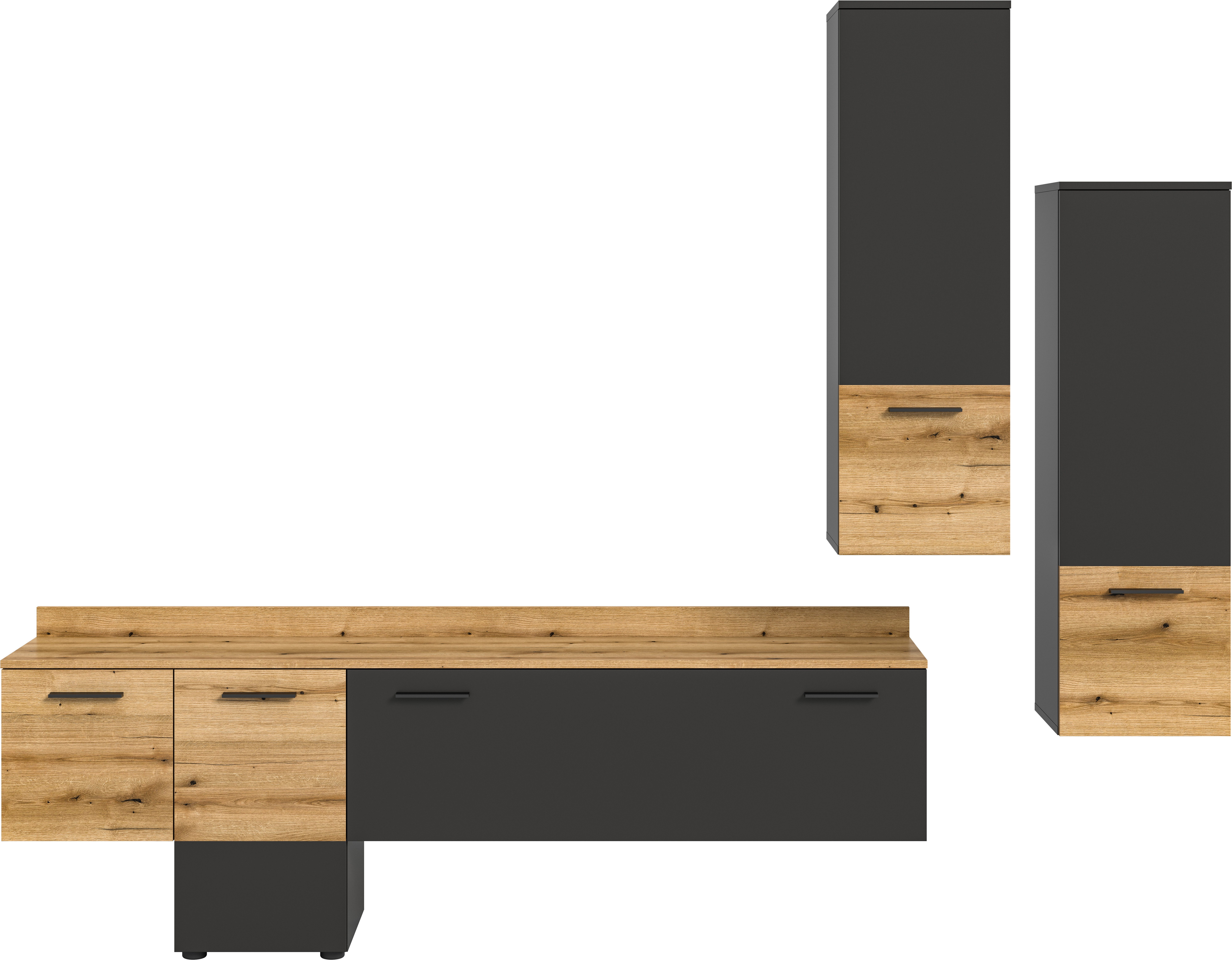 INOSIGN Wandmeubel Laport, Breedte 247 cm, incl. 1 Lowboard met indirecte verlichting & (3-delig)