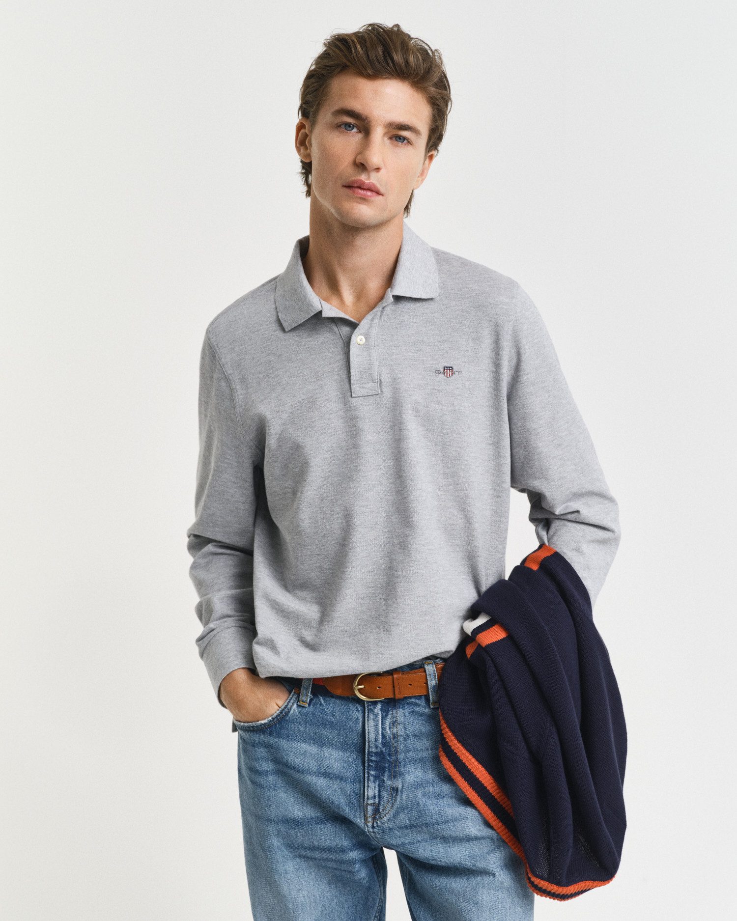 Gant Poloshirt REG SHIELD LS PIQUE RUGGER met logoborduursel op de borst
