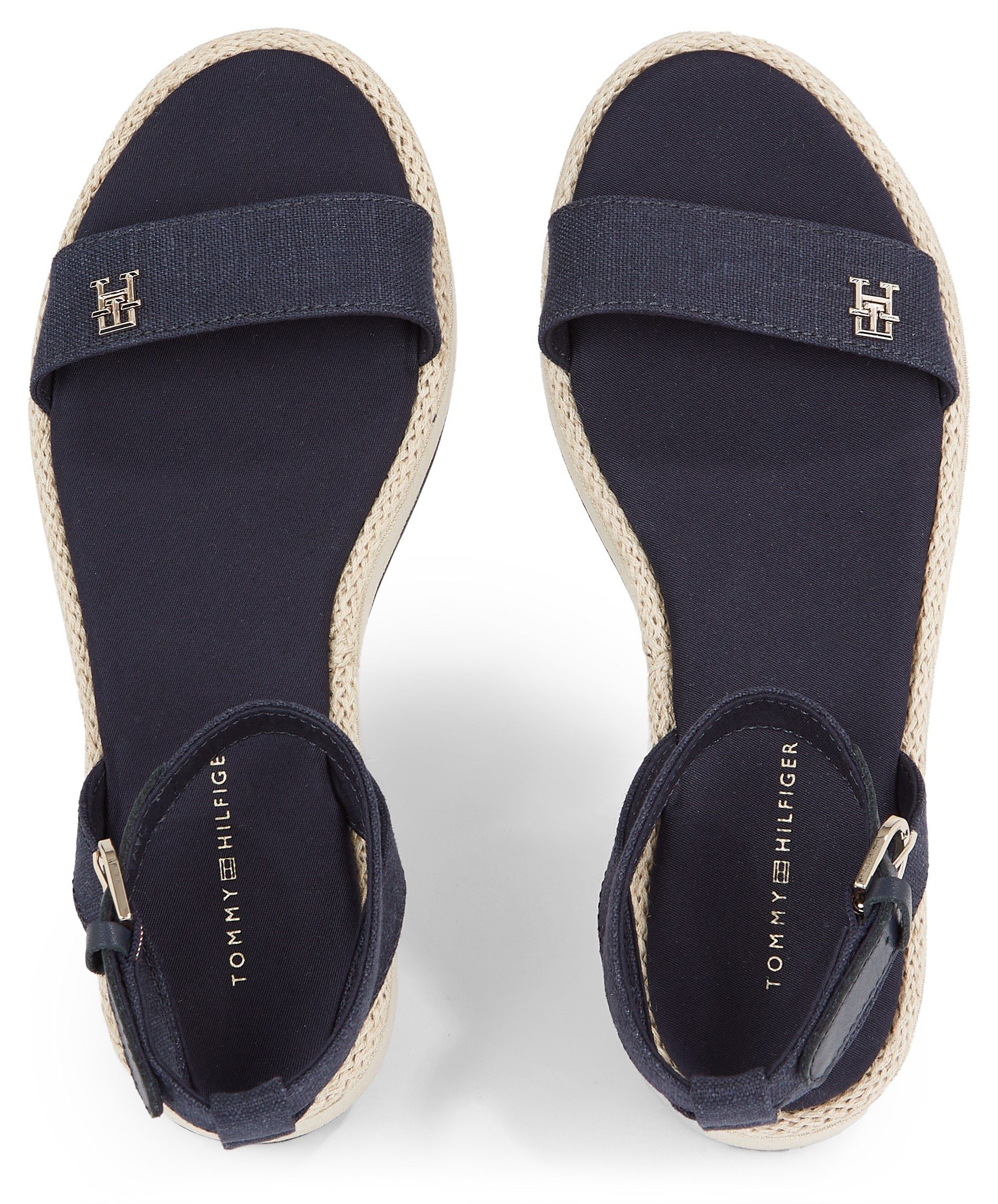Tommy Hilfiger Sandalen LINEN FLATFORM , zomerschoen, sandaal, plateauhak, met verstelbare gesp