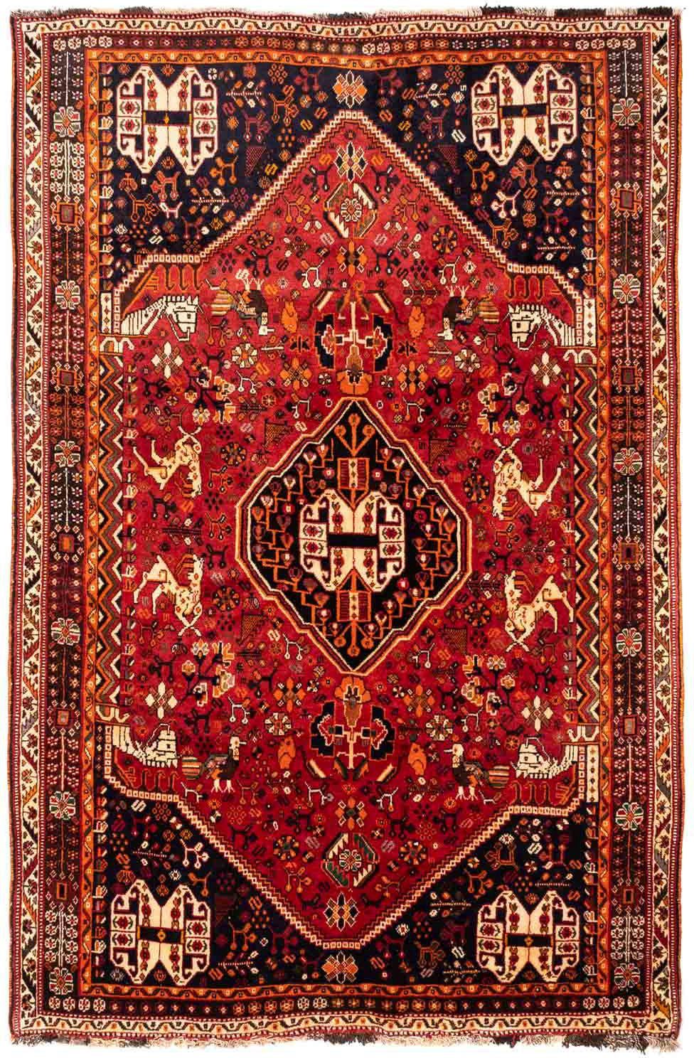 morgenland Wollen kleed Shiraz medaillon 251 x 168 cm Uniek exemplaar met certificaat