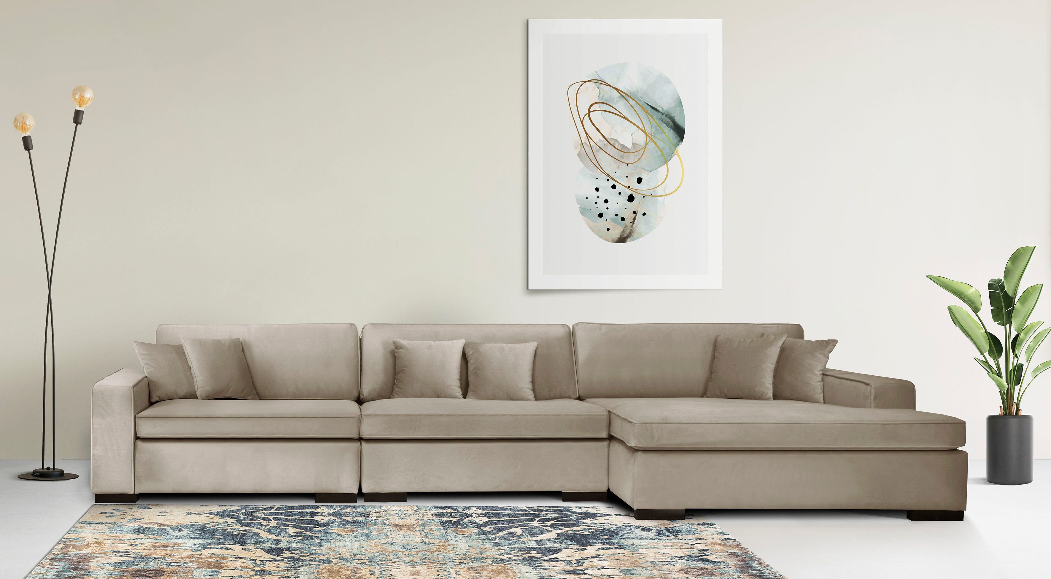 Guido Maria Kretschmer Home&Living Ottomane Skara L-vorm Loungebank met binnenveringsinterieur, in vele overtrekkwaliteiten