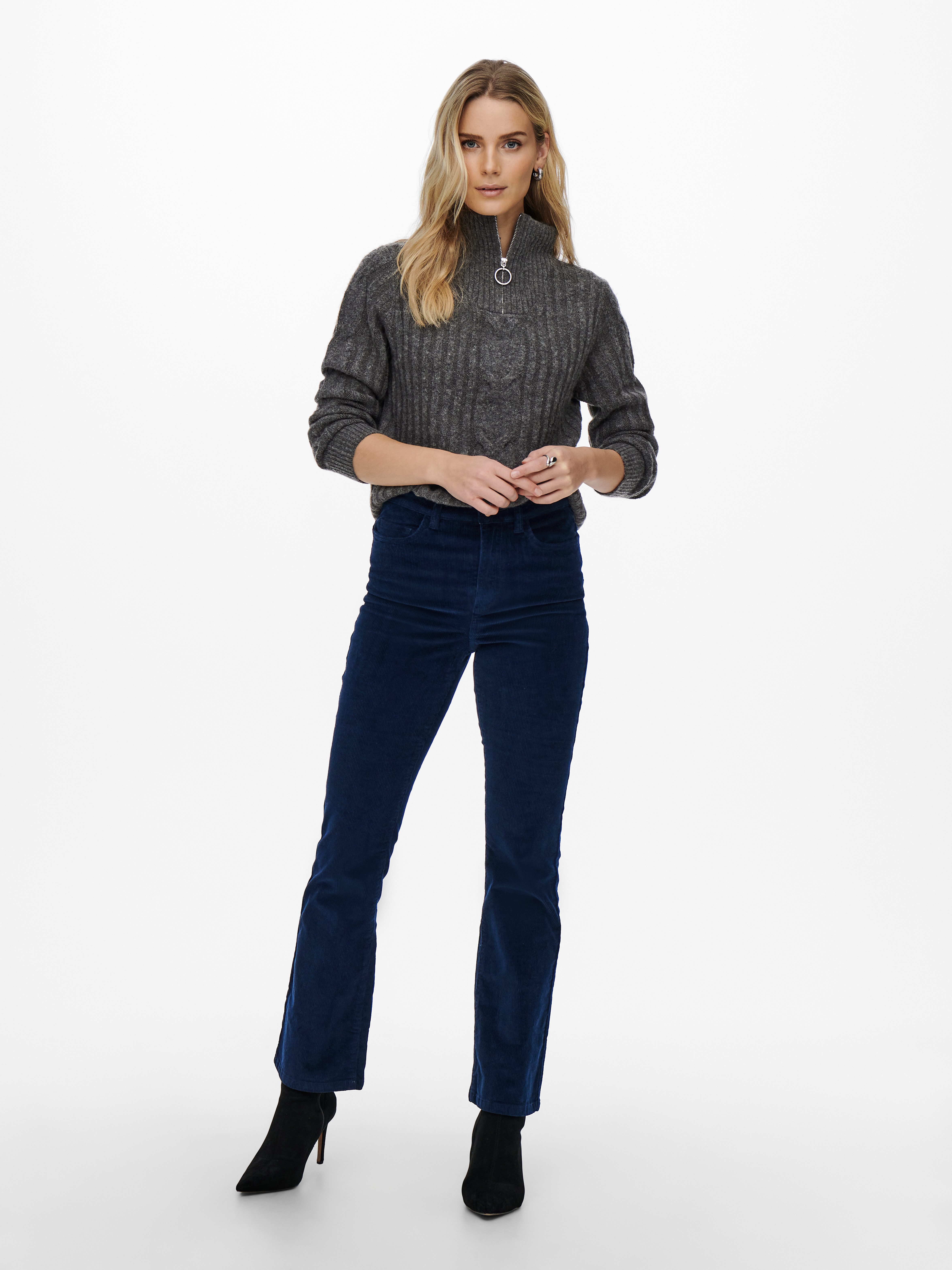 JDY Trui met staande kraag JDYANDREA L/S ZIP CABLE PULLOVE KNT NOOS